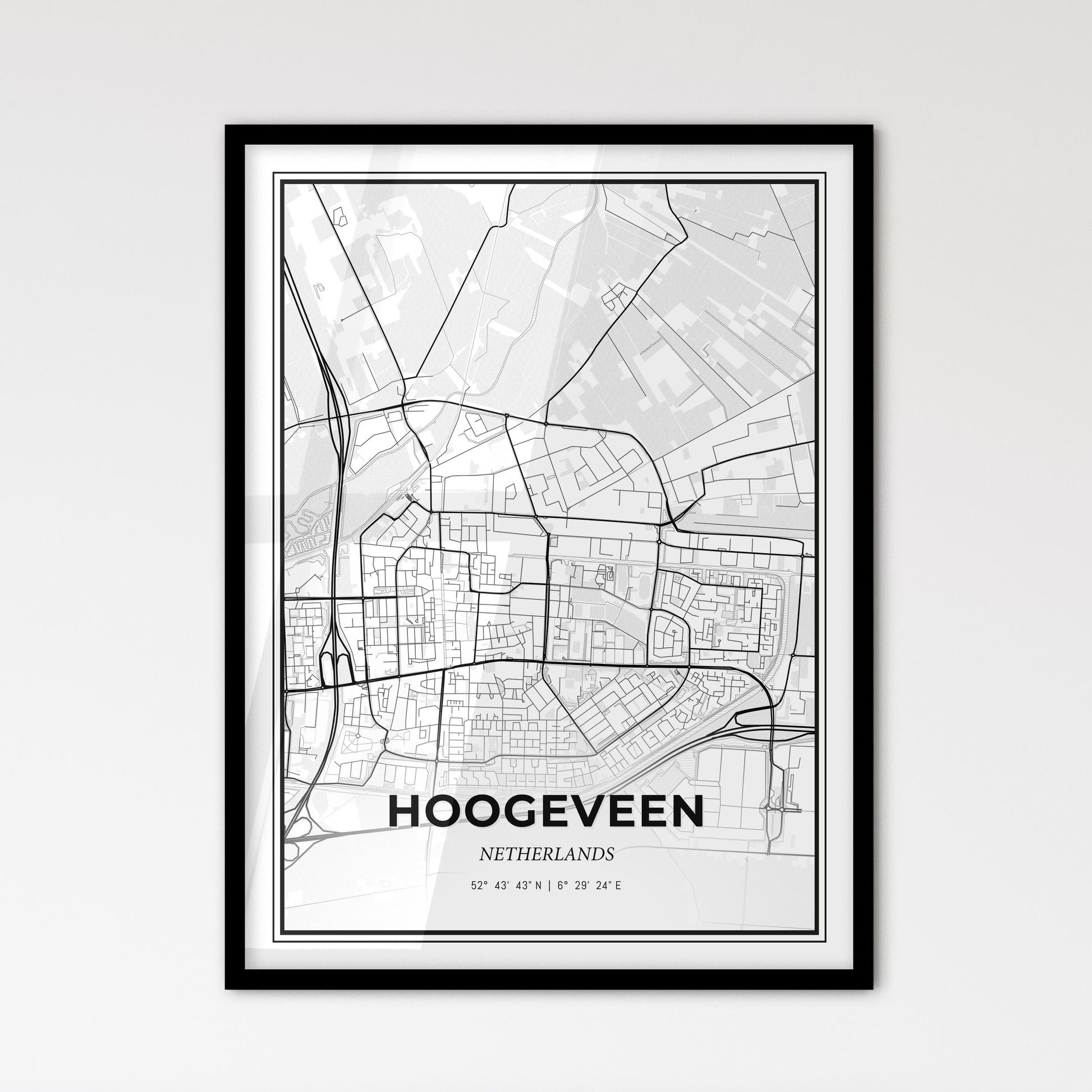  Hoogeveen Netherlands - Scandinavian Style City Map for Modern Home Decor