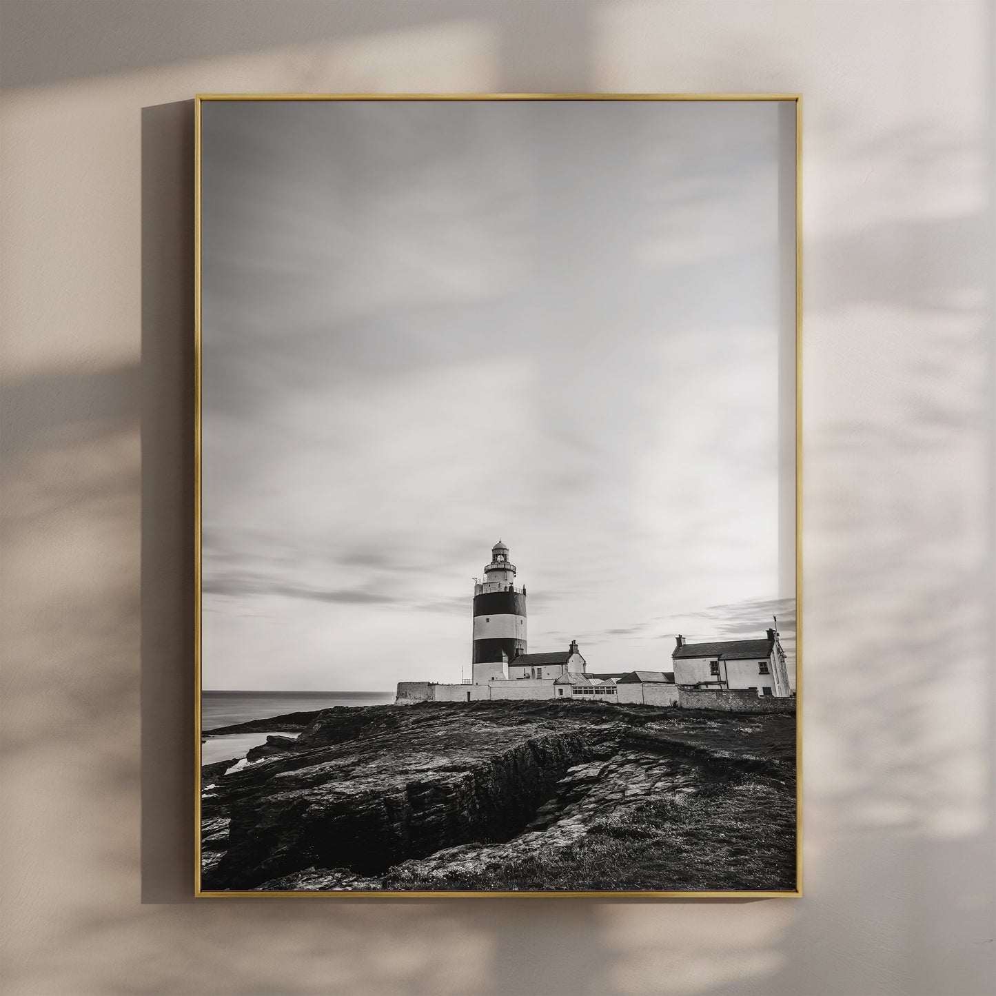 Hook Head Lighthouse Wall Art – Ireland Black & White Coastal Print