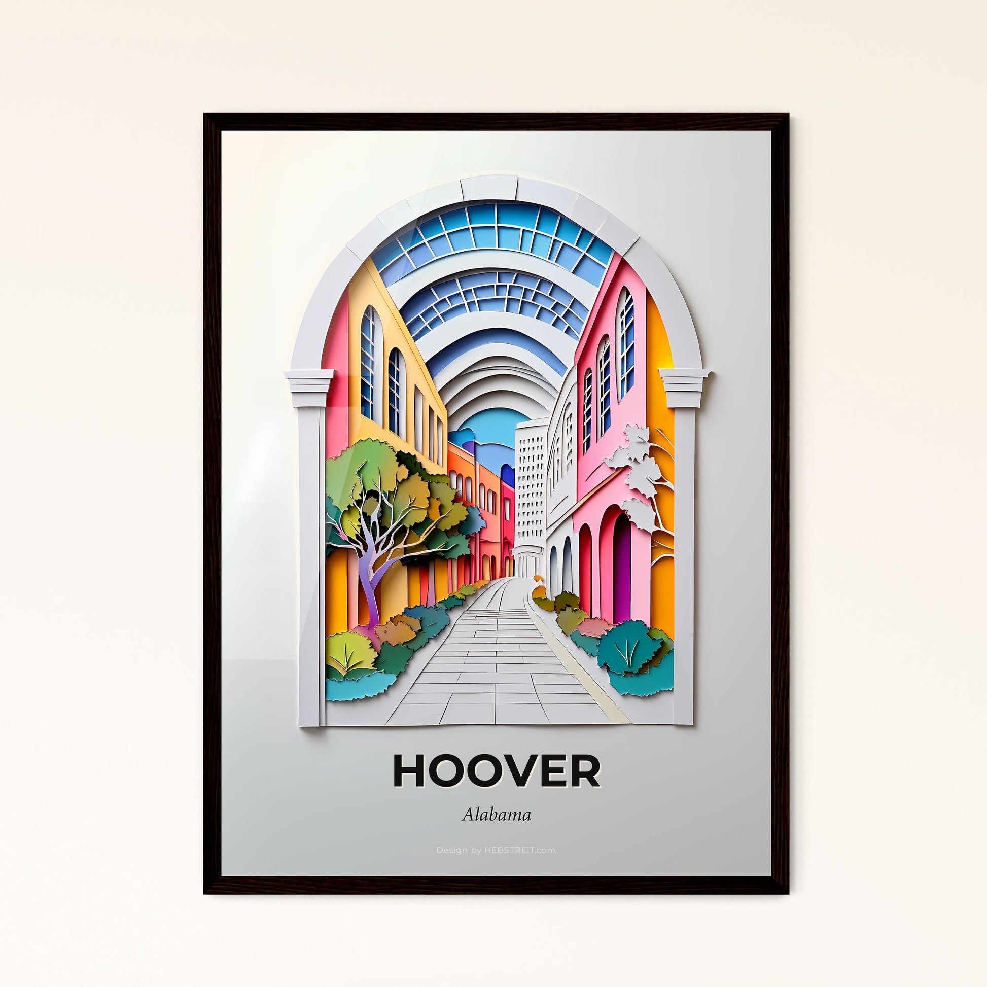 Vivid Hoover, Alabama - a colorful city street with a clock on the wall