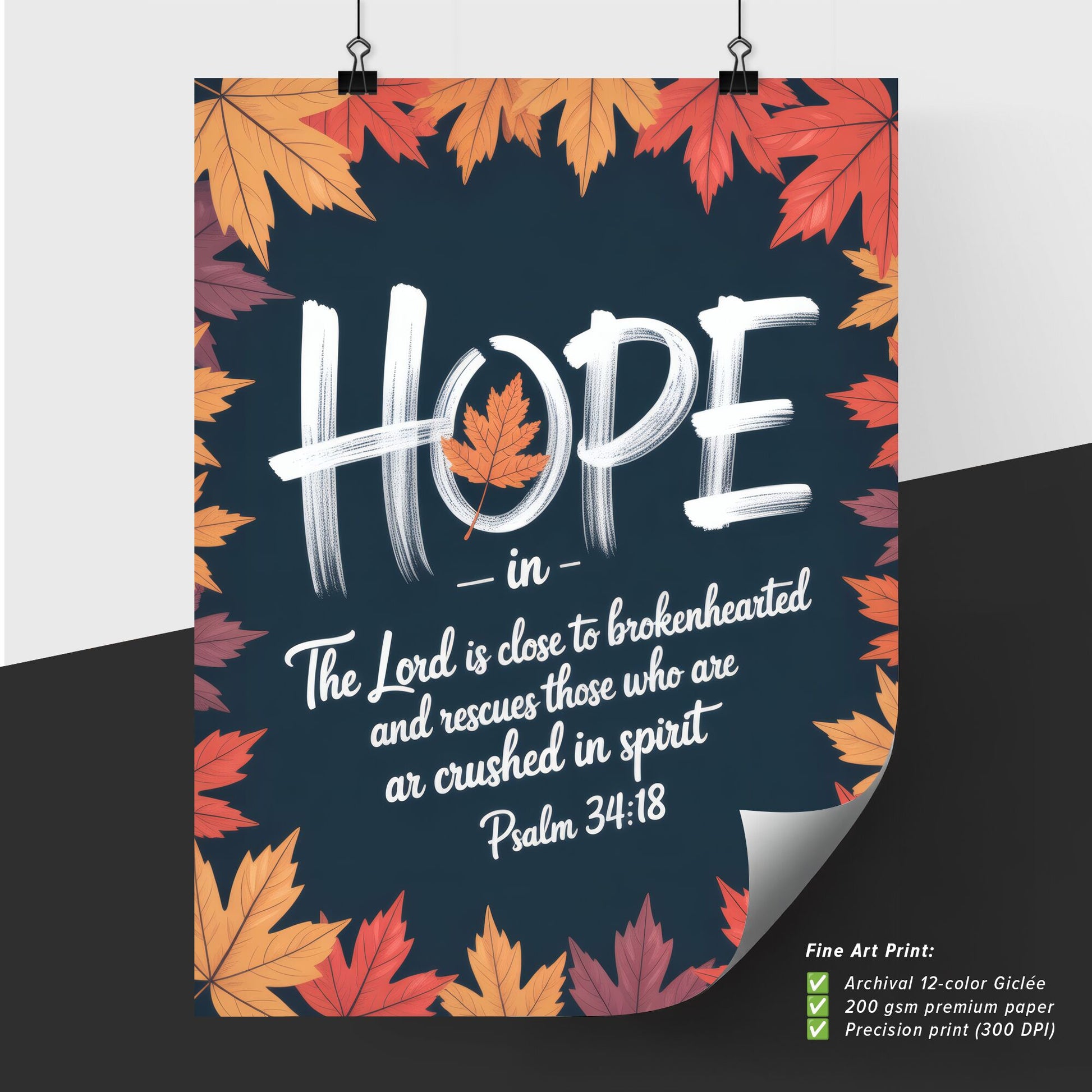 Hope and Comfort: A Spiritual Reflection Amid Autumn Leaves Inspired by Psalm 34:18.