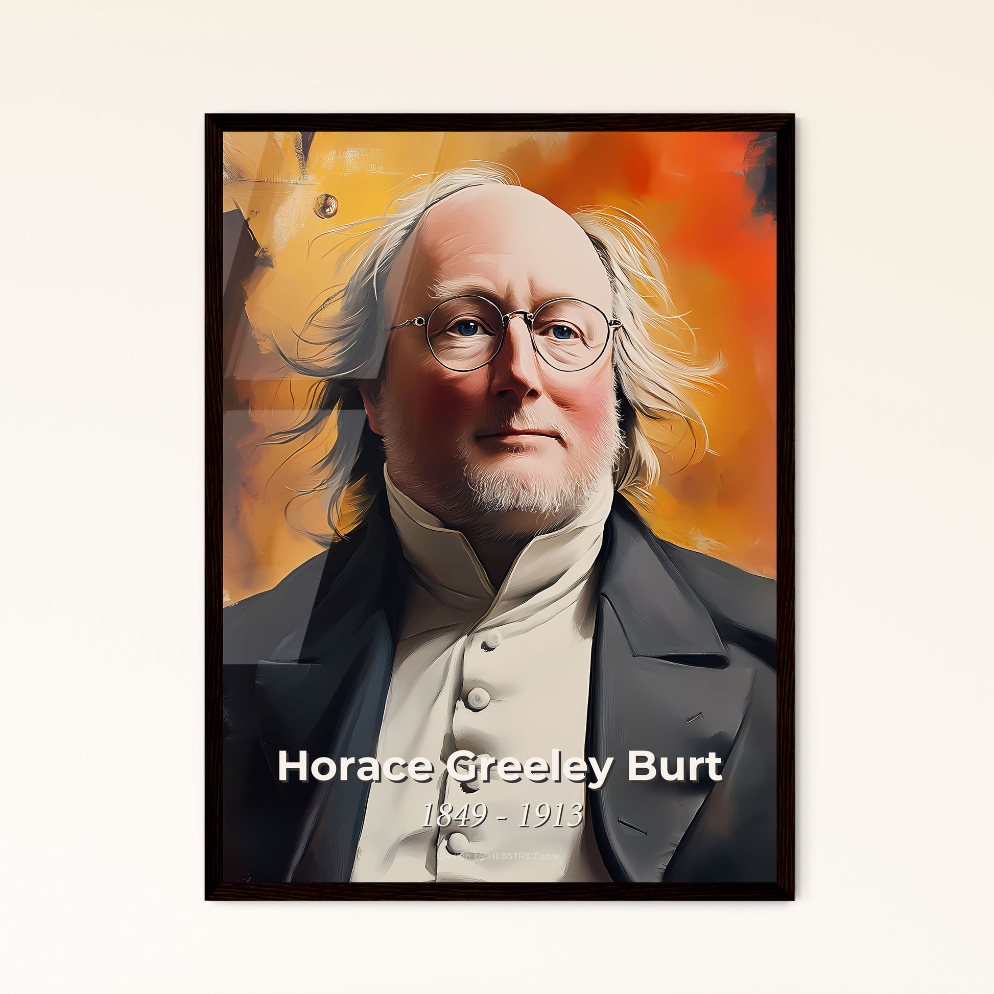 Portrait of Horace Greeley Burt, 1849 - 1913. Impressionistic painting of a man in a suit and glasses.