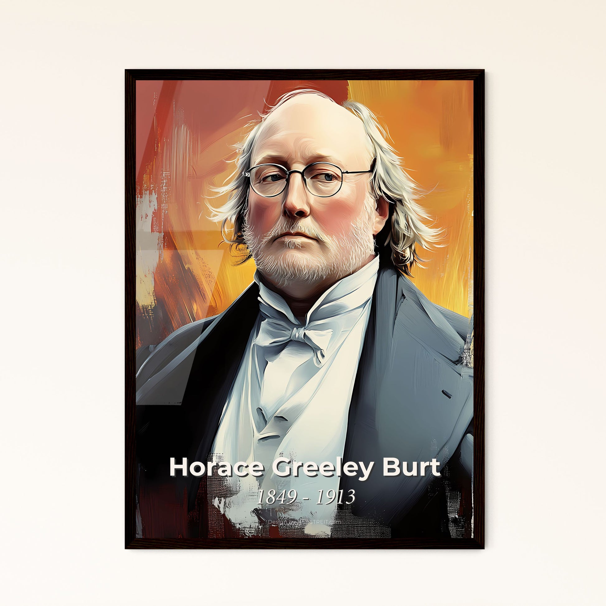 Portrait of Horace Greeley Burt, 1849 - 1913. Impressionistic painting of a man with glasses and a beard.