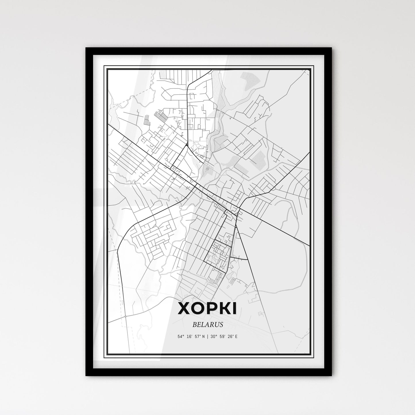 Horki Belarus - Scandinavian Style City Map for Modern Home Decor