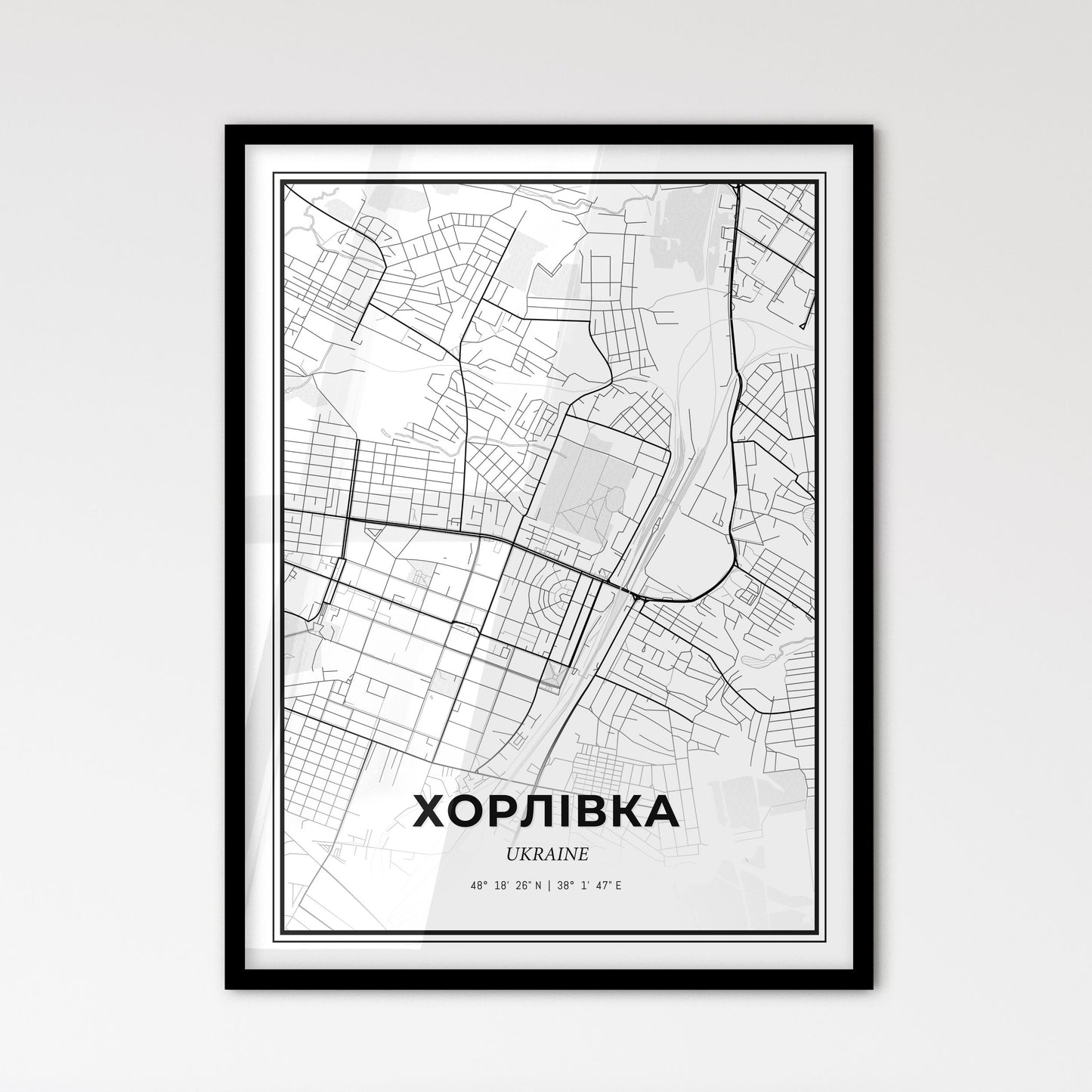 Horlivka Ukraine - Scandinavian Style City Map for Modern Home Decor