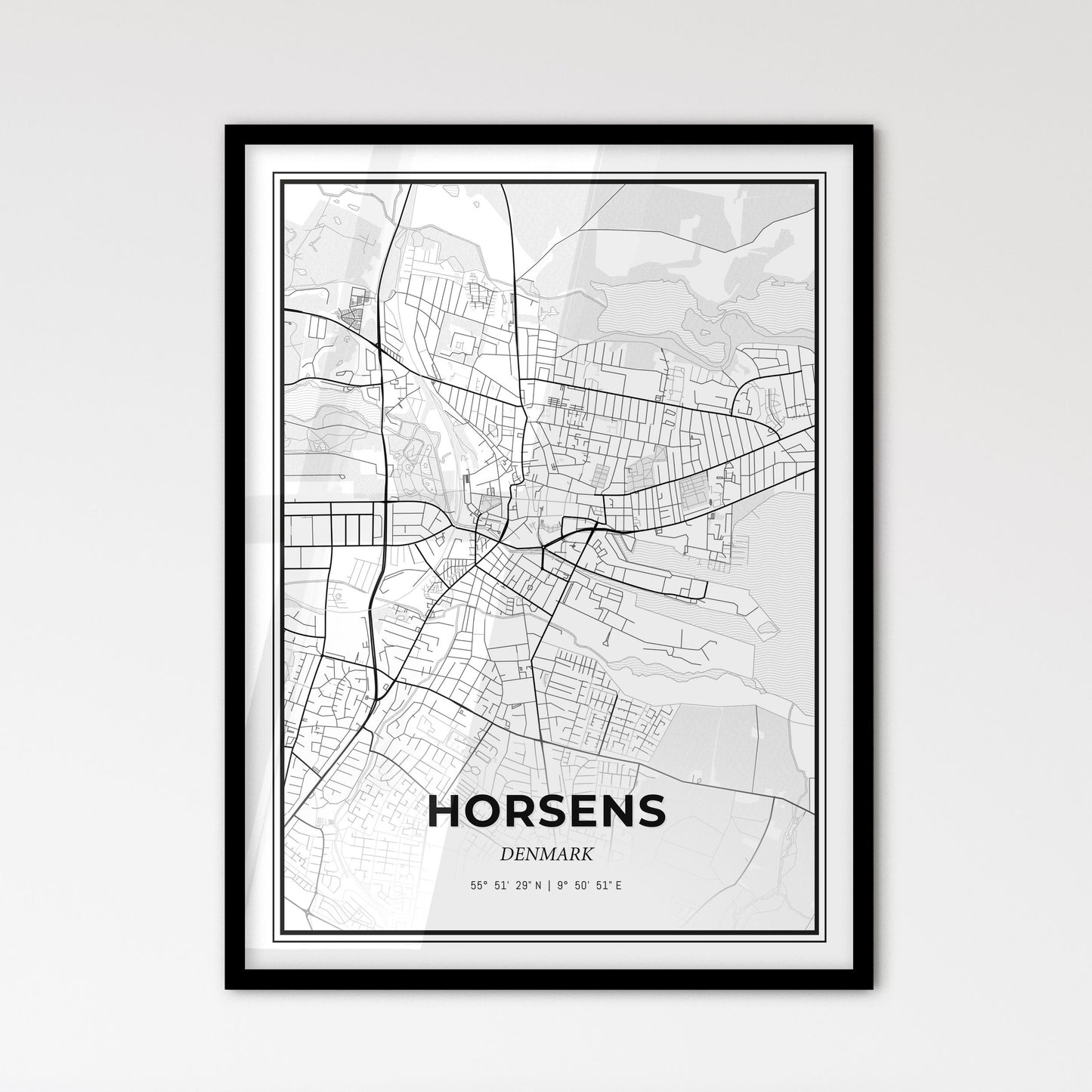 Horsens Denmark - Scandinavian Style City Map for Modern Home Decor