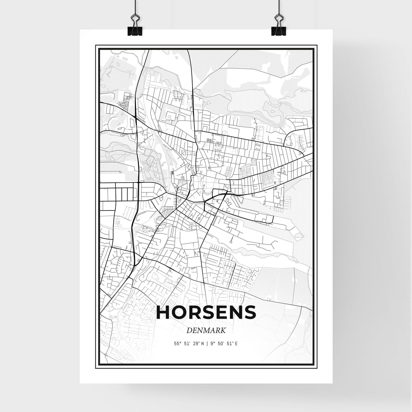 Horsens Denmark - Premium City Map Poster