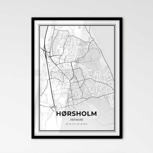 Hørsholm Denmark - Scandinavian Style City Map for Modern Home Decor