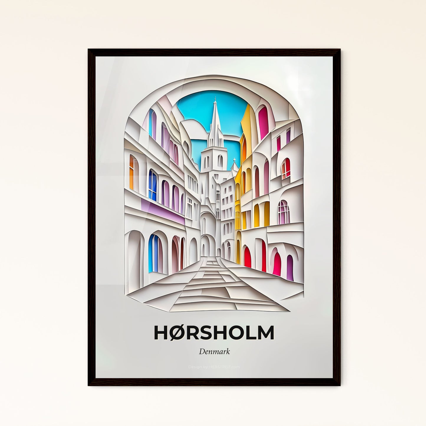 Vivid Hørsholm, Denmark - a paper cut of a city street with a clock tower