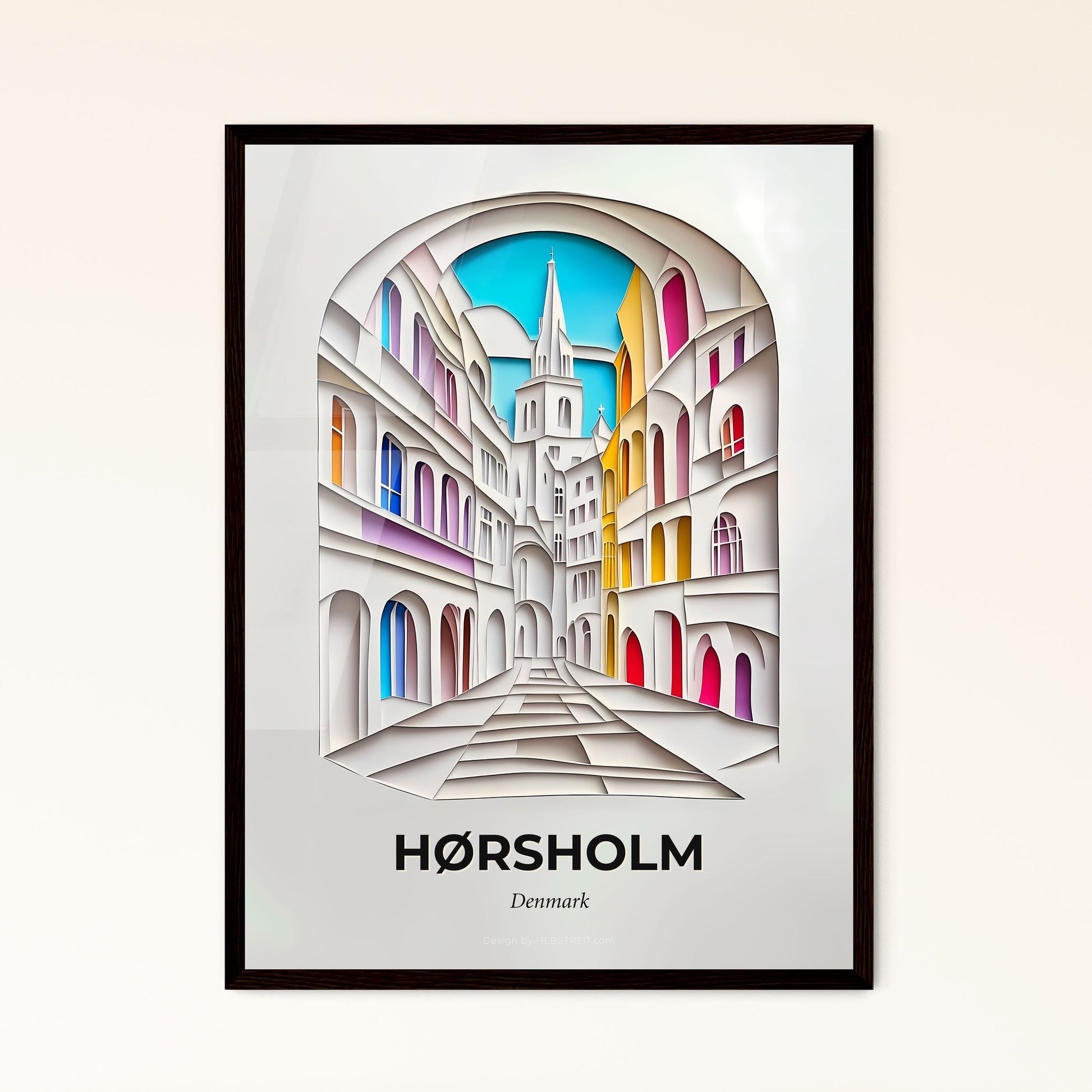 Vivid Hørsholm, Denmark - a paper cut of a city street with a clock tower