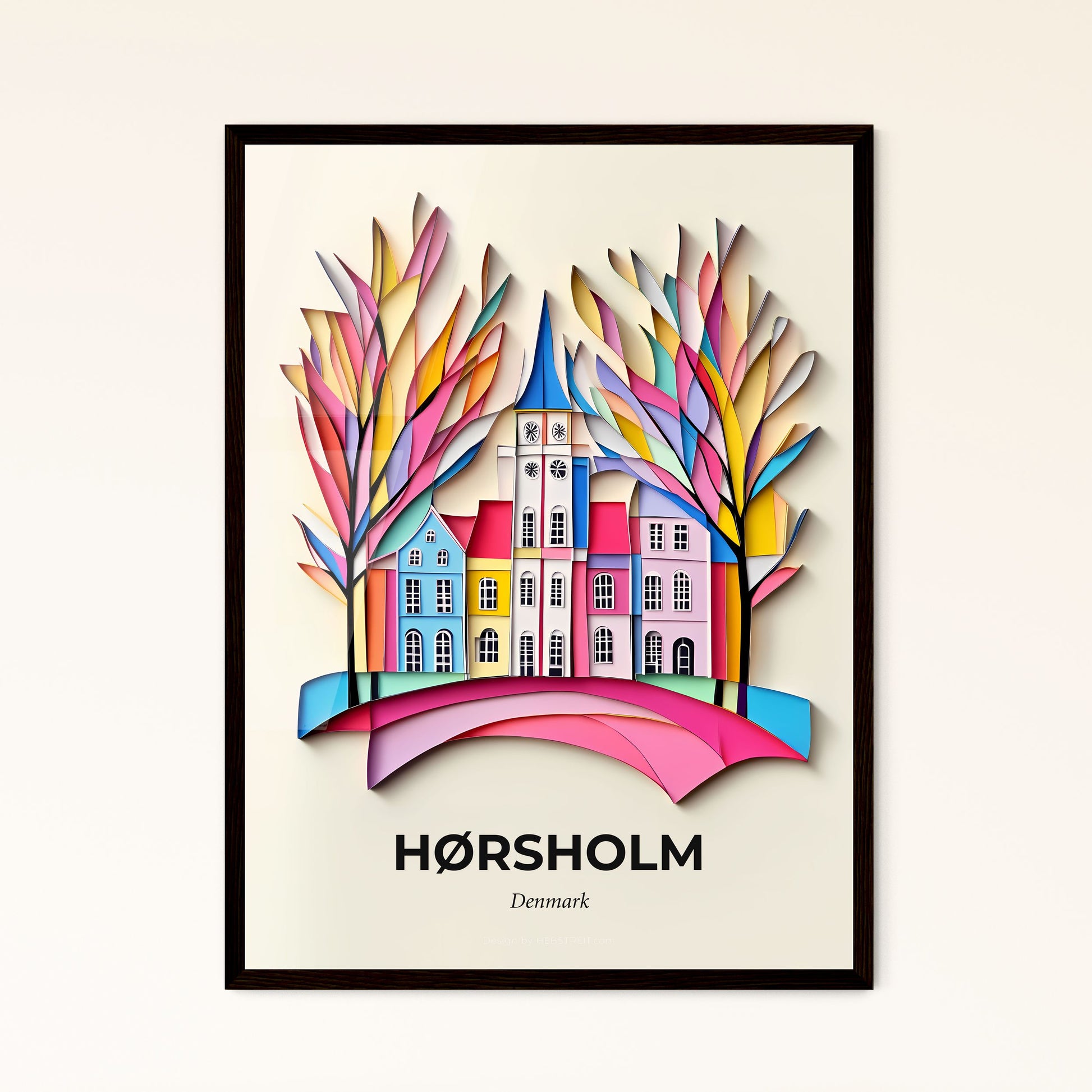 Vivid Hørsholm, Denmark - a paper cut of a colorful city with trees