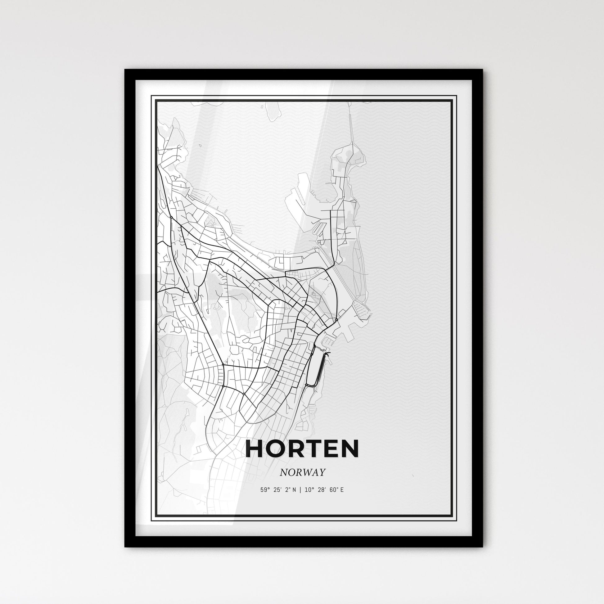 Horten Norway - Scandinavian Style City Map for Modern Home Decor