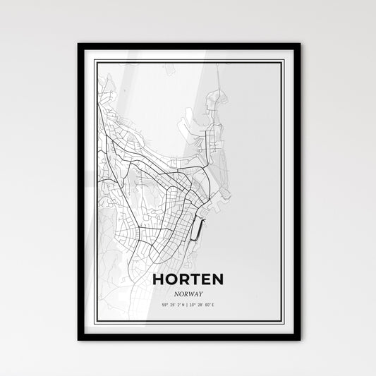 Horten Norway - Scandinavian Style City Map for Modern Home Decor