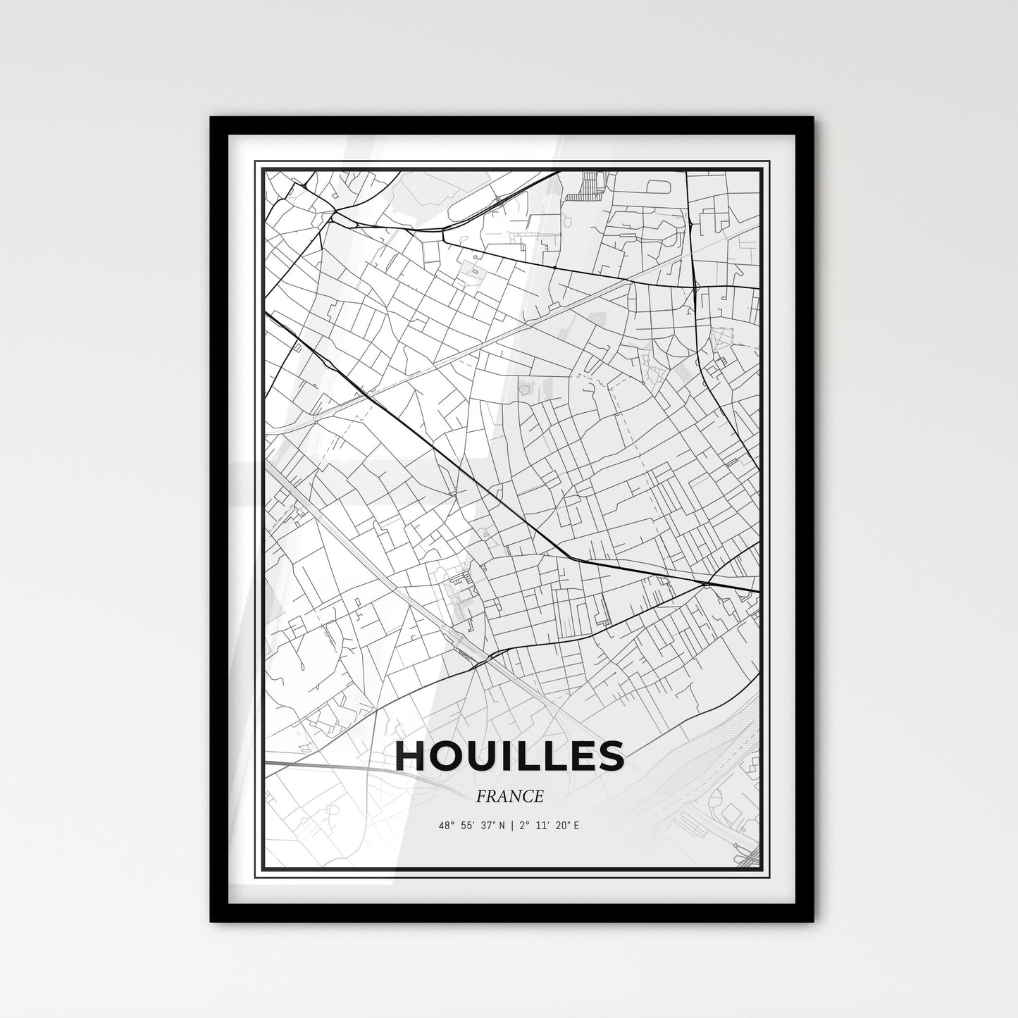 Houilles France - Scandinavian Style City Map for Modern Home Decor