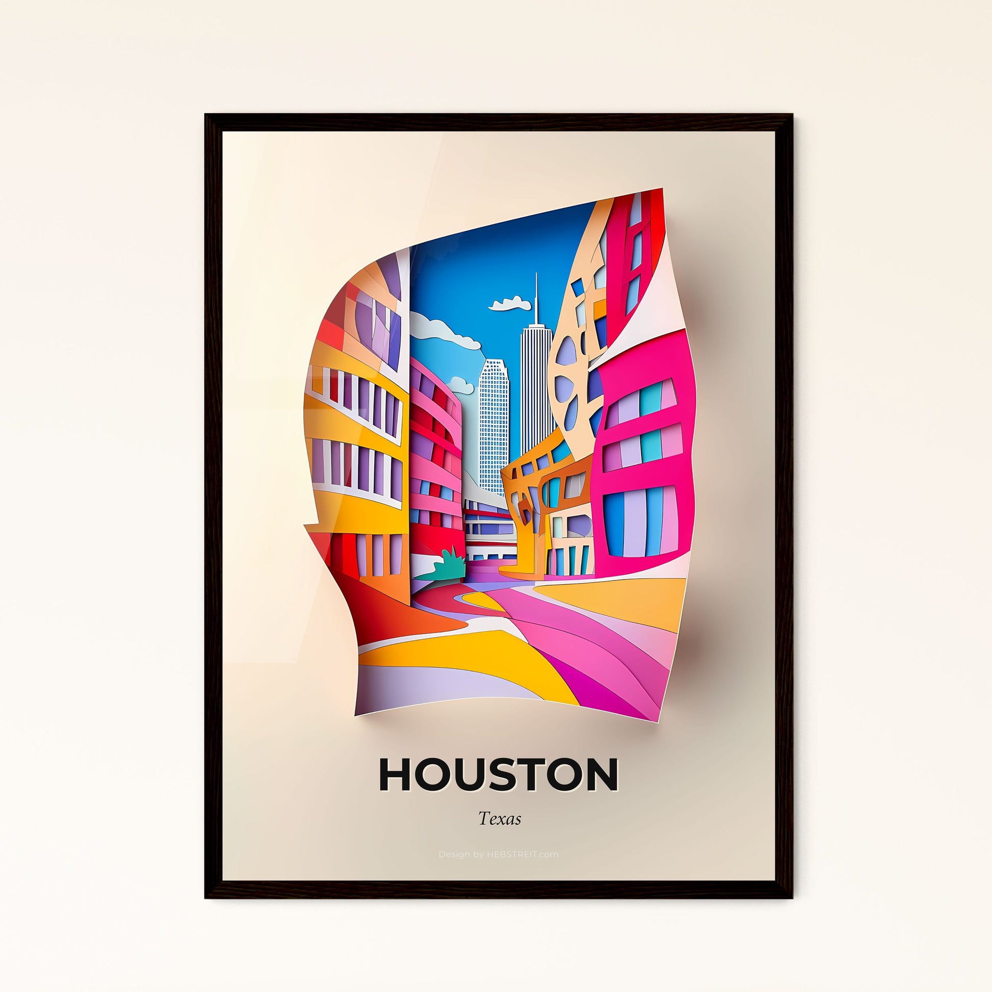 Vivid Houston, Texas - a paper cut of a city with a bus