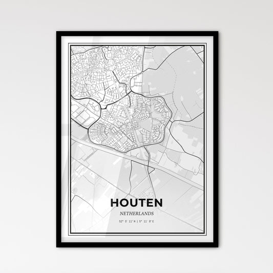  Houten Netherlands - Scandinavian Style City Map for Modern Home Decor