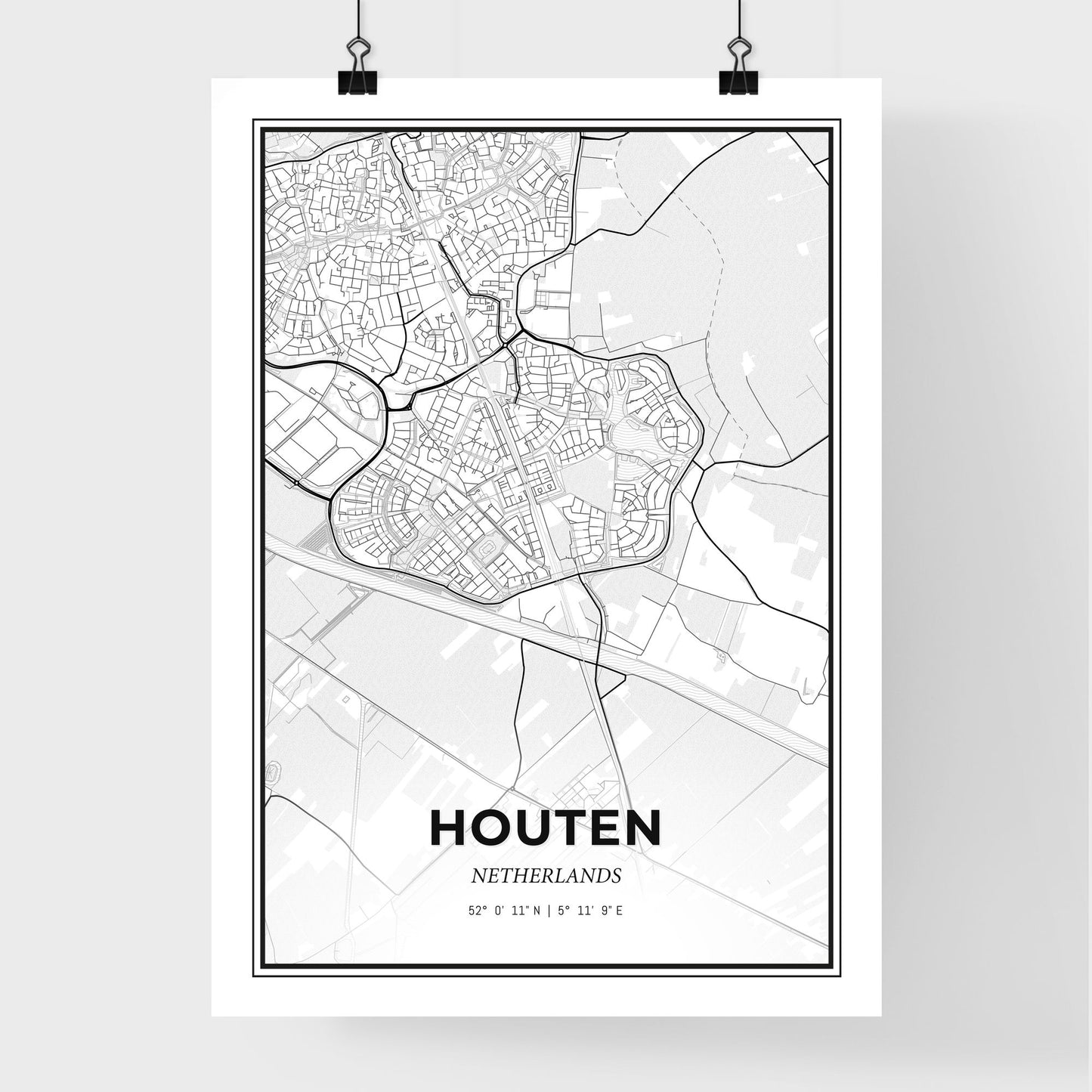  Houten Netherlands - Premium City Map Poster