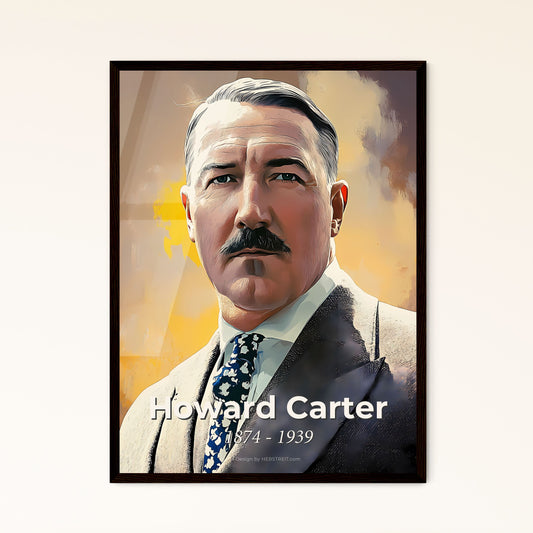 Portrait of Howard Carter, 1874 - 1939. Impressionistic painting of a man with a mustache.