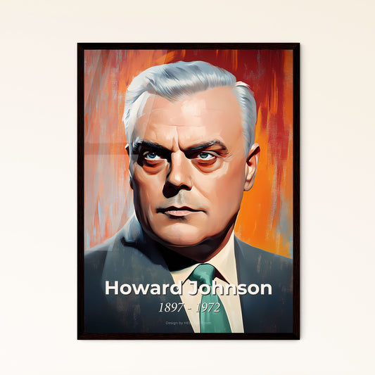 Portrait of Howard Johnson, 1897 - 1972. Impressionistic painting of a man in a suit and tie.