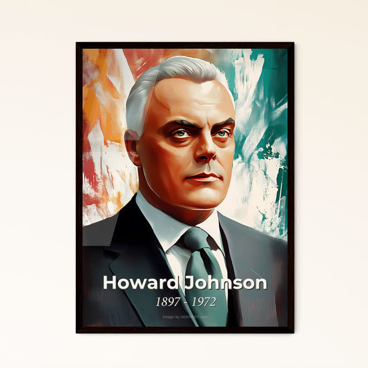 Portrait of Howard Johnson, 1897 - 1972. Impressionistic painting of a man in a suit.