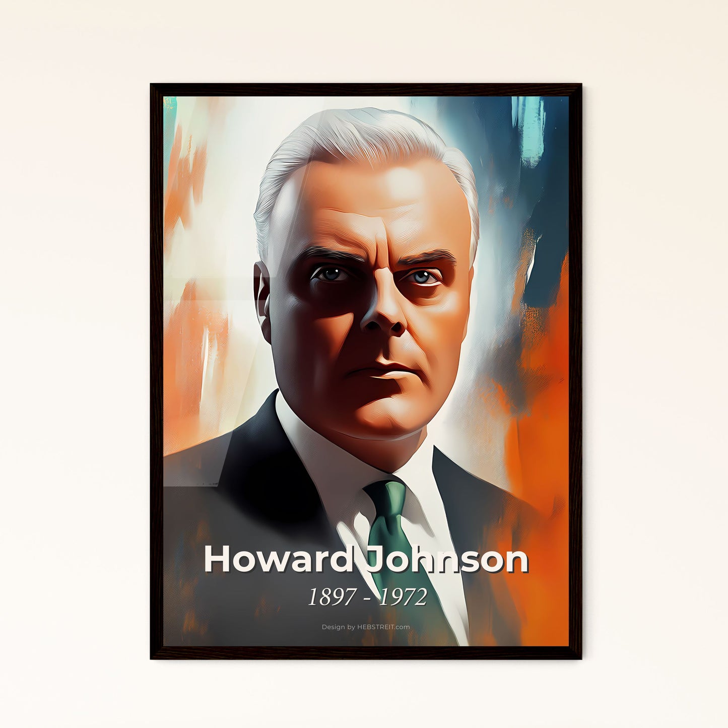 Portrait of Howard Johnson, 1897 - 1972. Impressionistic painting of a man in a suit and tie.