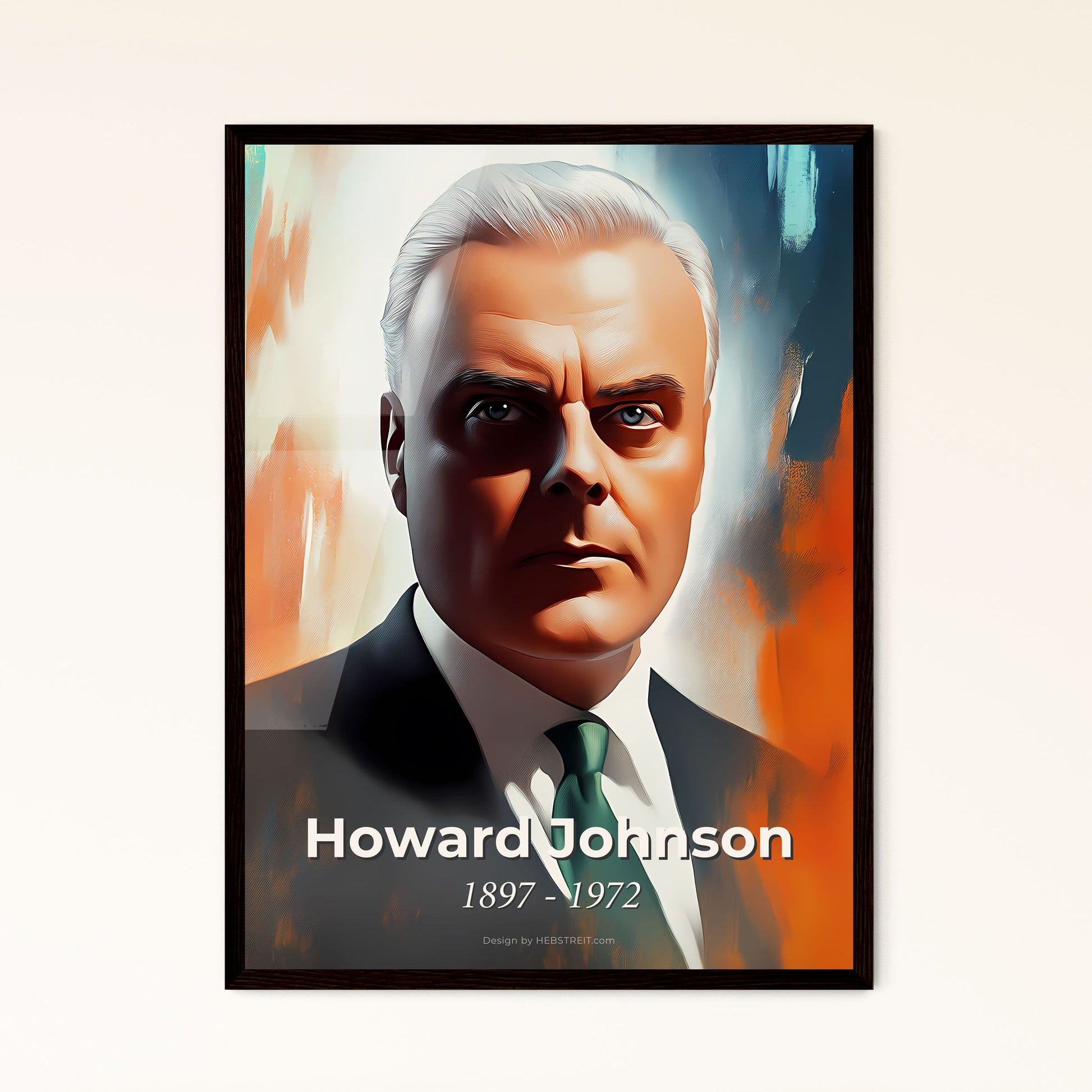 Portrait of Howard Johnson, 1897 - 1972. Impressionistic painting of a man in a suit and tie.