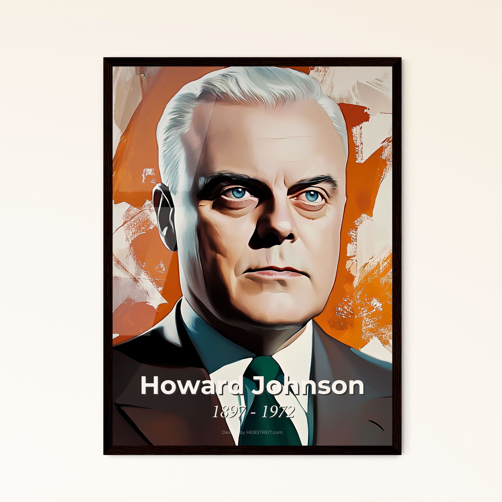 Portrait of Howard Johnson, 1897 - 1972. Impressionistic painting of a man in a suit and tie.