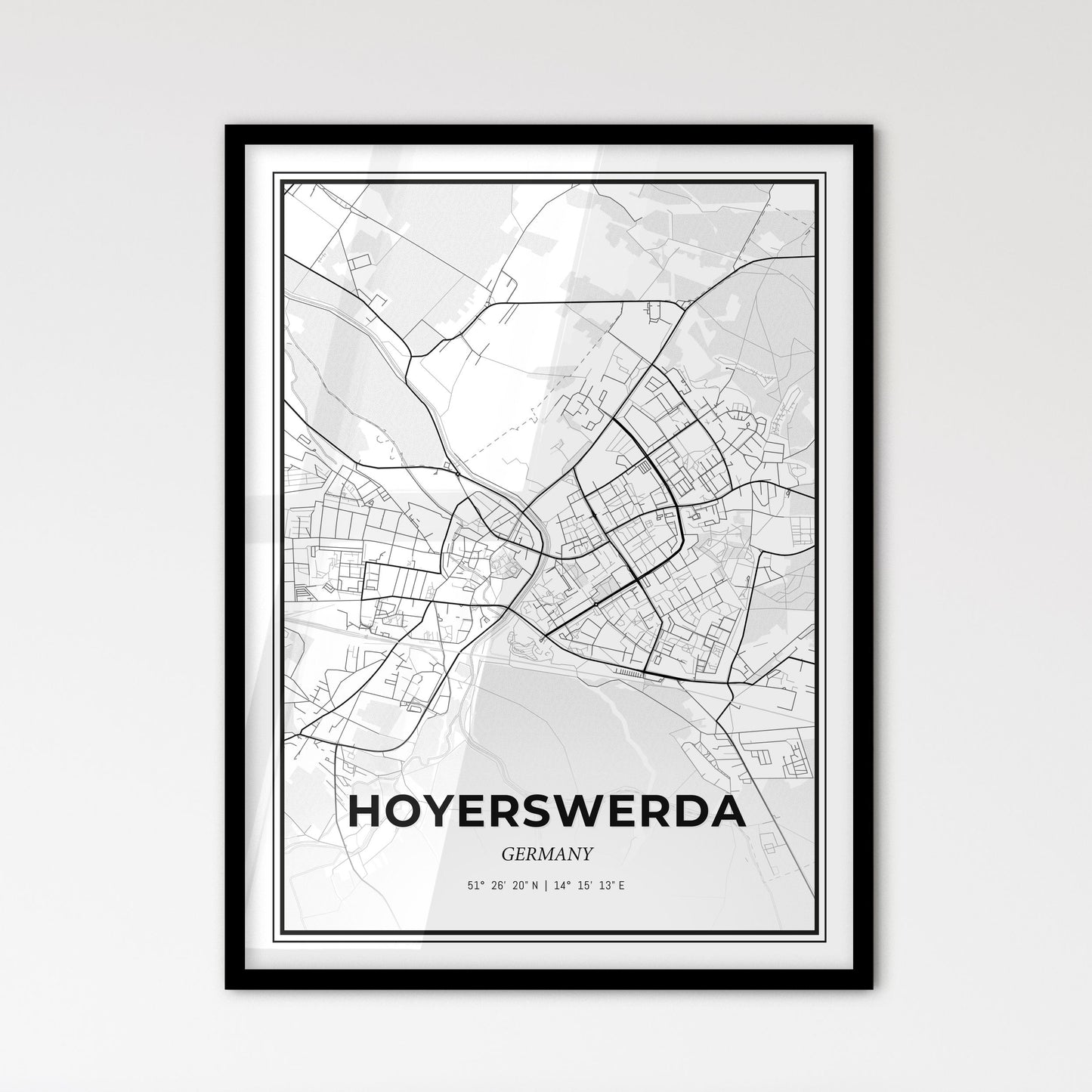 Hoyerswerda Germany - Scandinavian Style City Map for Modern Home Decor