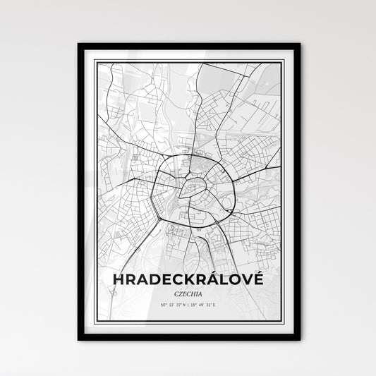  Hradec Králové Czechia - Scandinavian Style City Map for Modern Home Decor