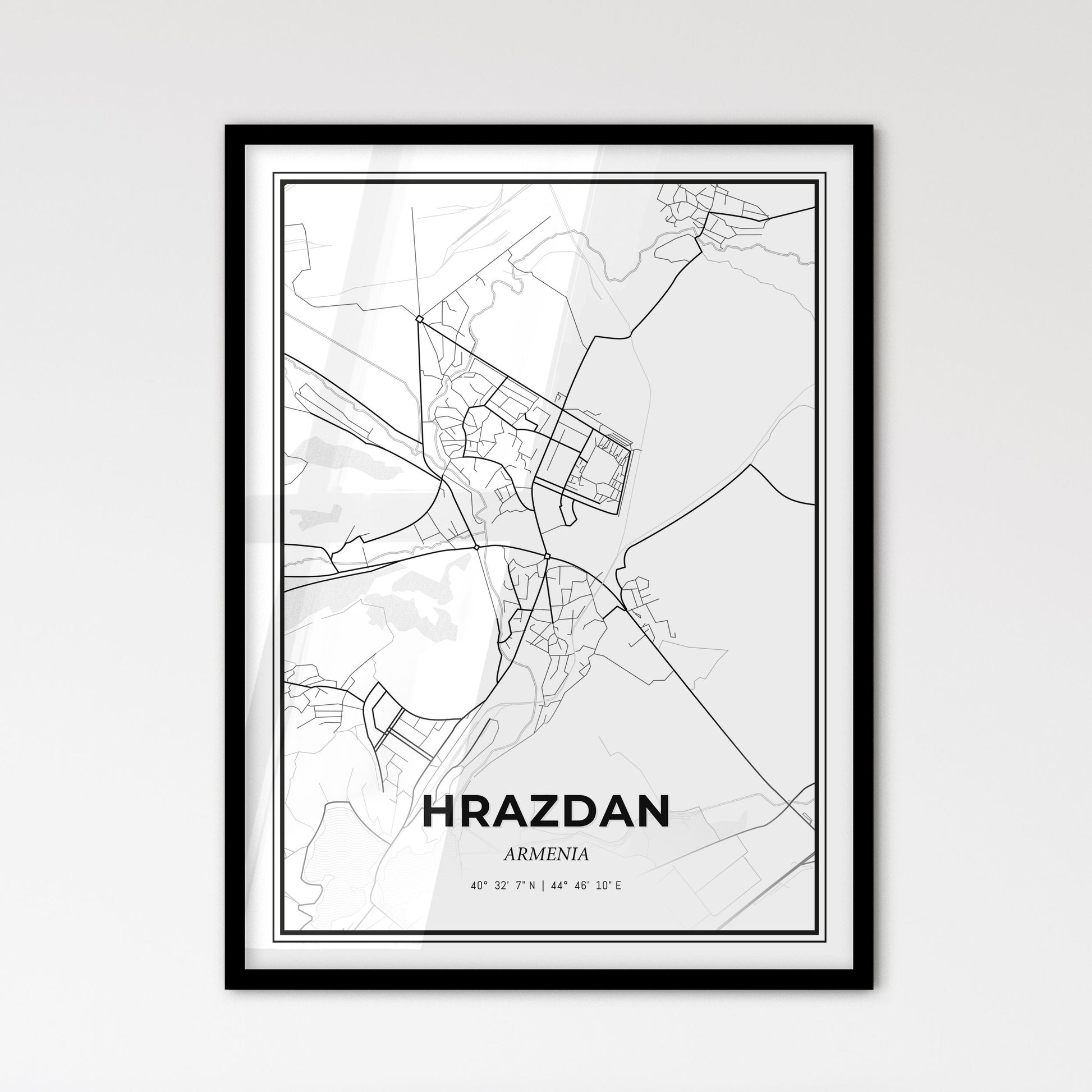 Hrazdan Armenia - Scandinavian Style City Map for Modern Home Decor