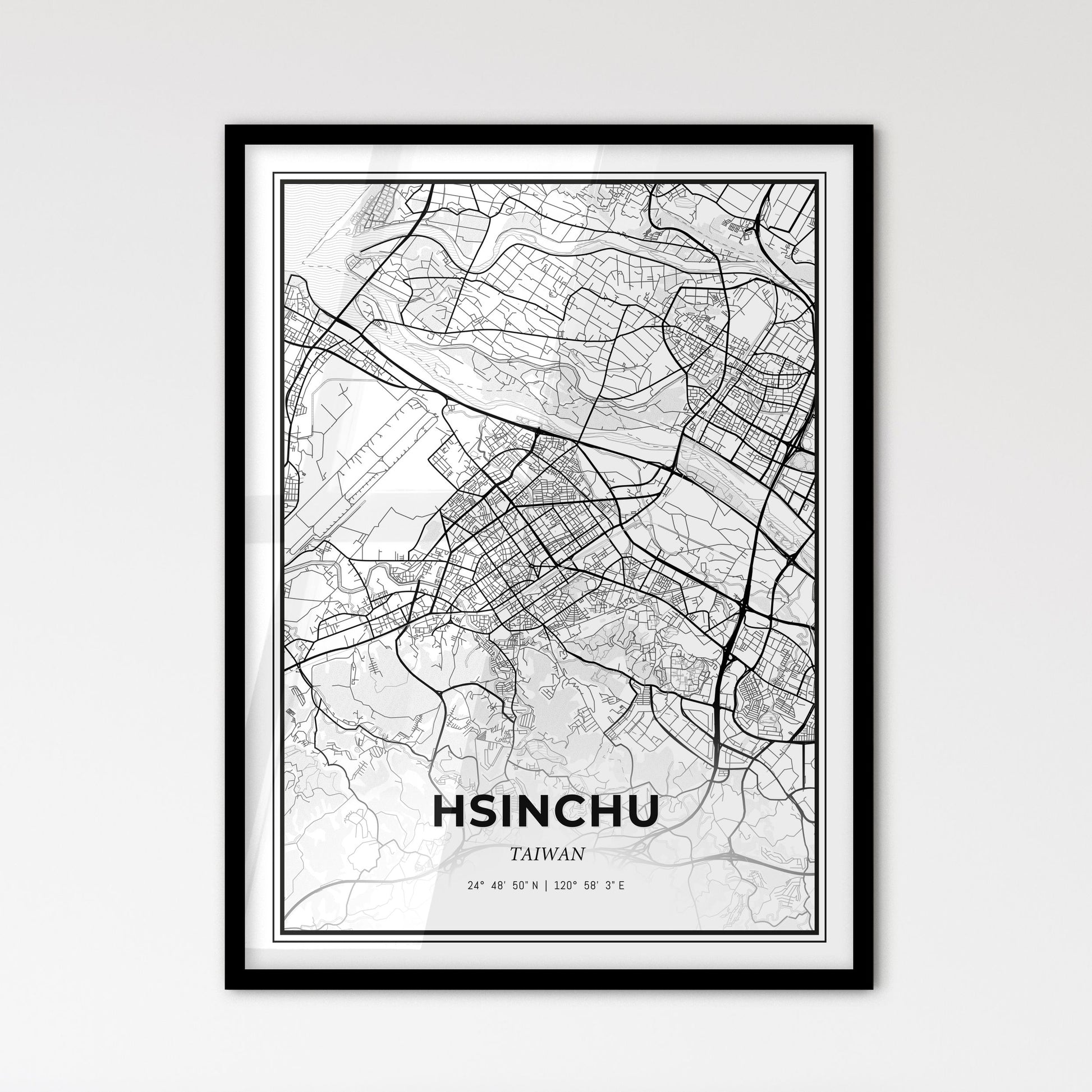 Hsinchu Taiwan - Scandinavian Style City Map for Modern Home Decor