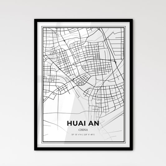 Huai an China - Scandinavian Style City Map for Modern Home Decor