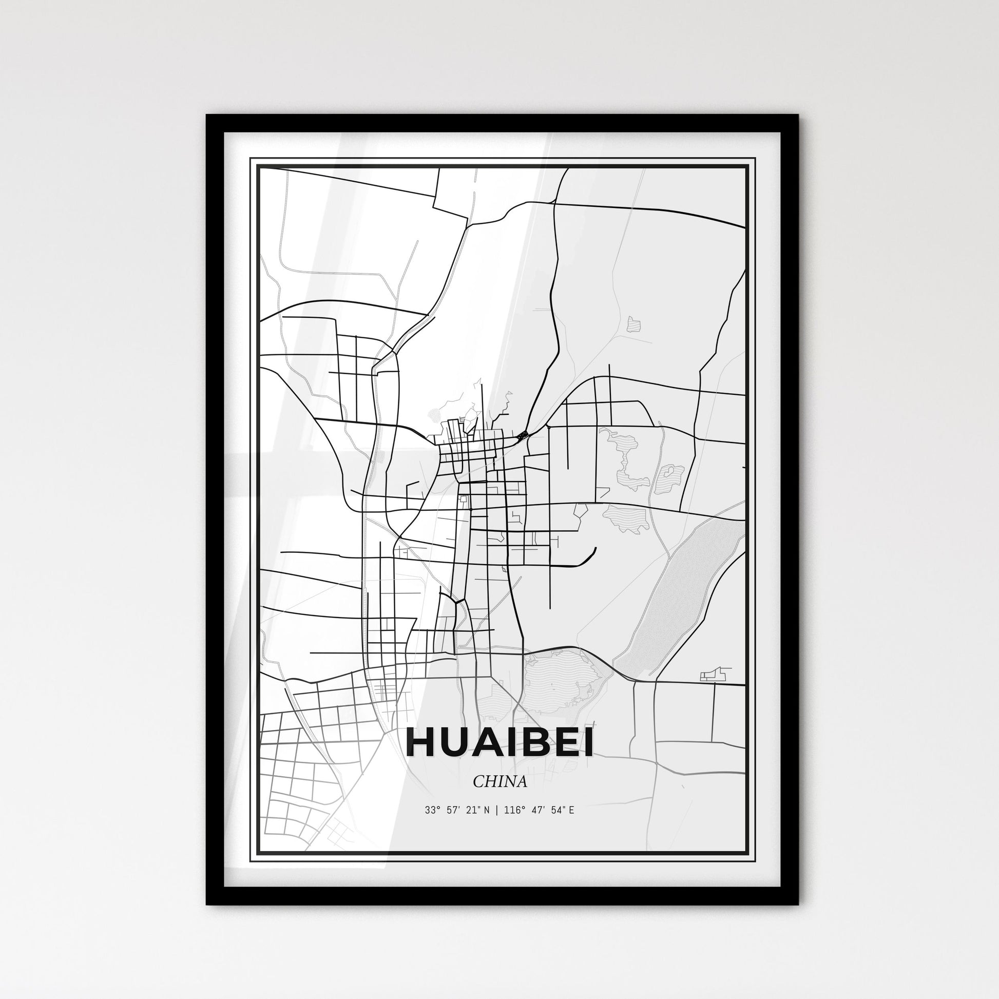 Huaibei China - Scandinavian Style City Map for Modern Home Decor