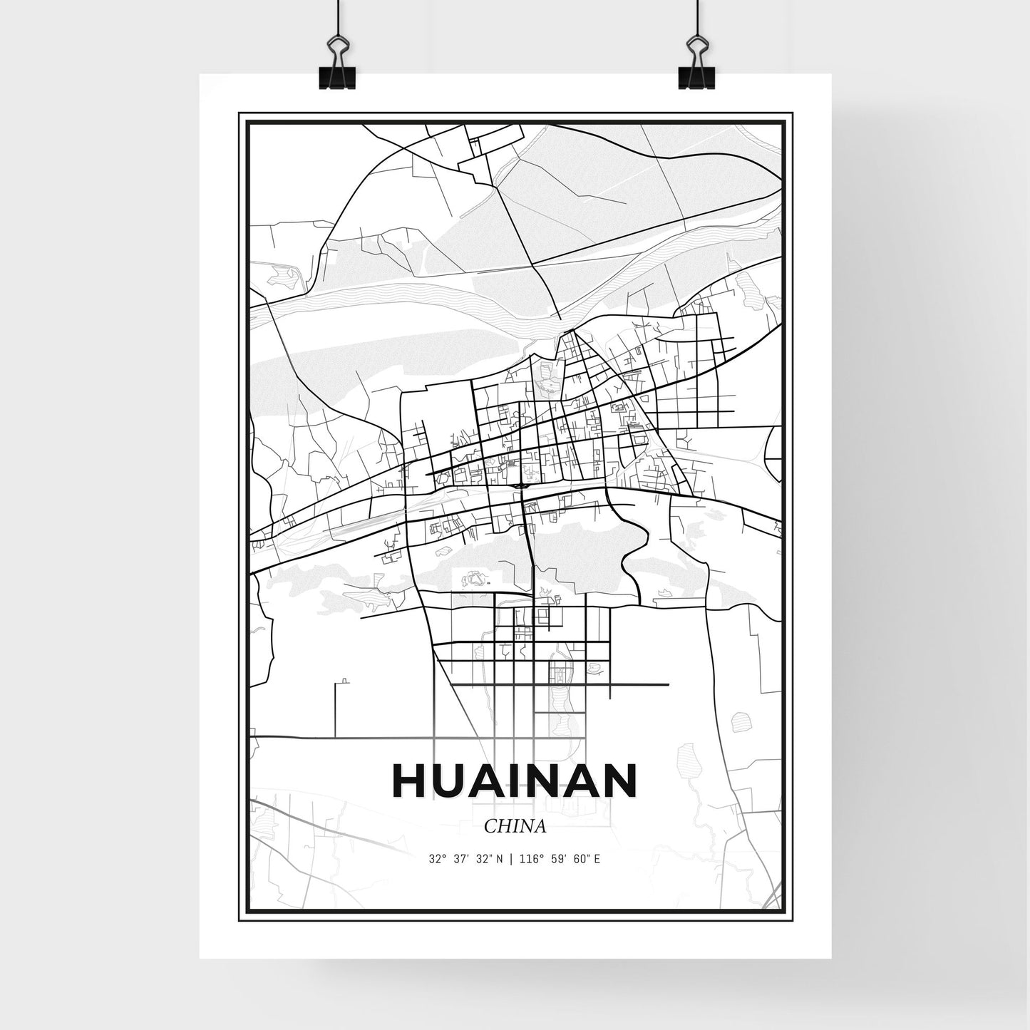 Huainan China - Premium City Map Poster