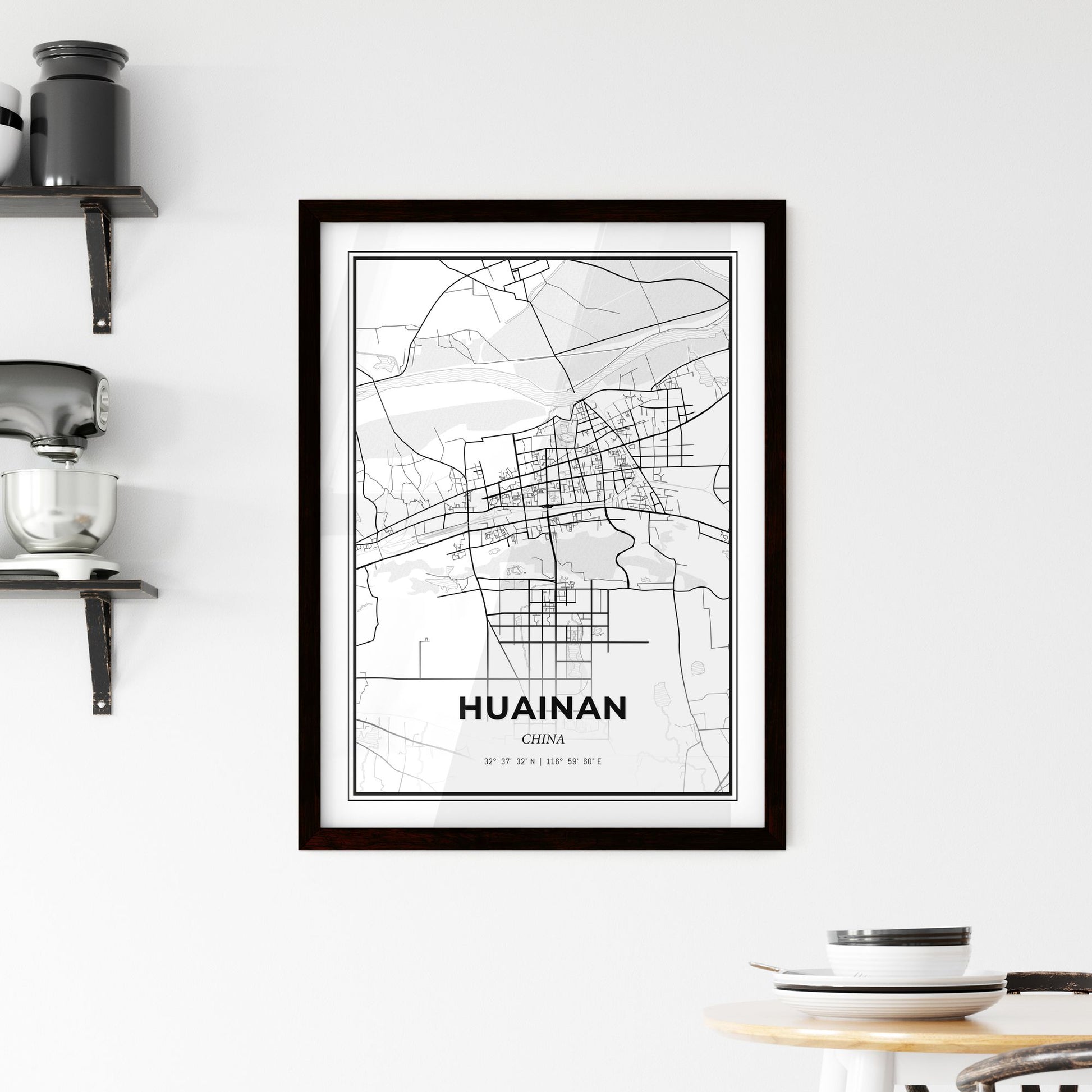 Huainan China - Minimal City Map