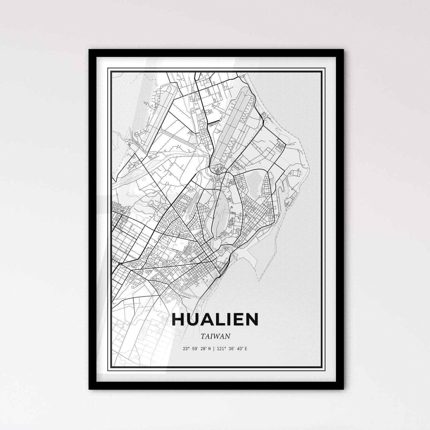 Hualien Taiwan - Scandinavian Style City Map for Modern Home Decor