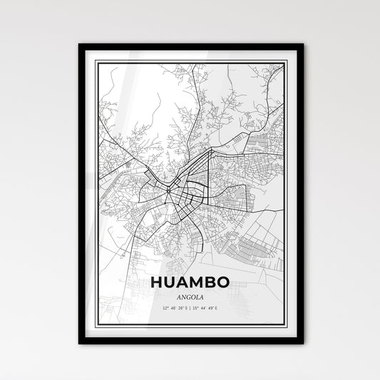 Huambo Angola - Scandinavian Style City Map for Modern Home Decor