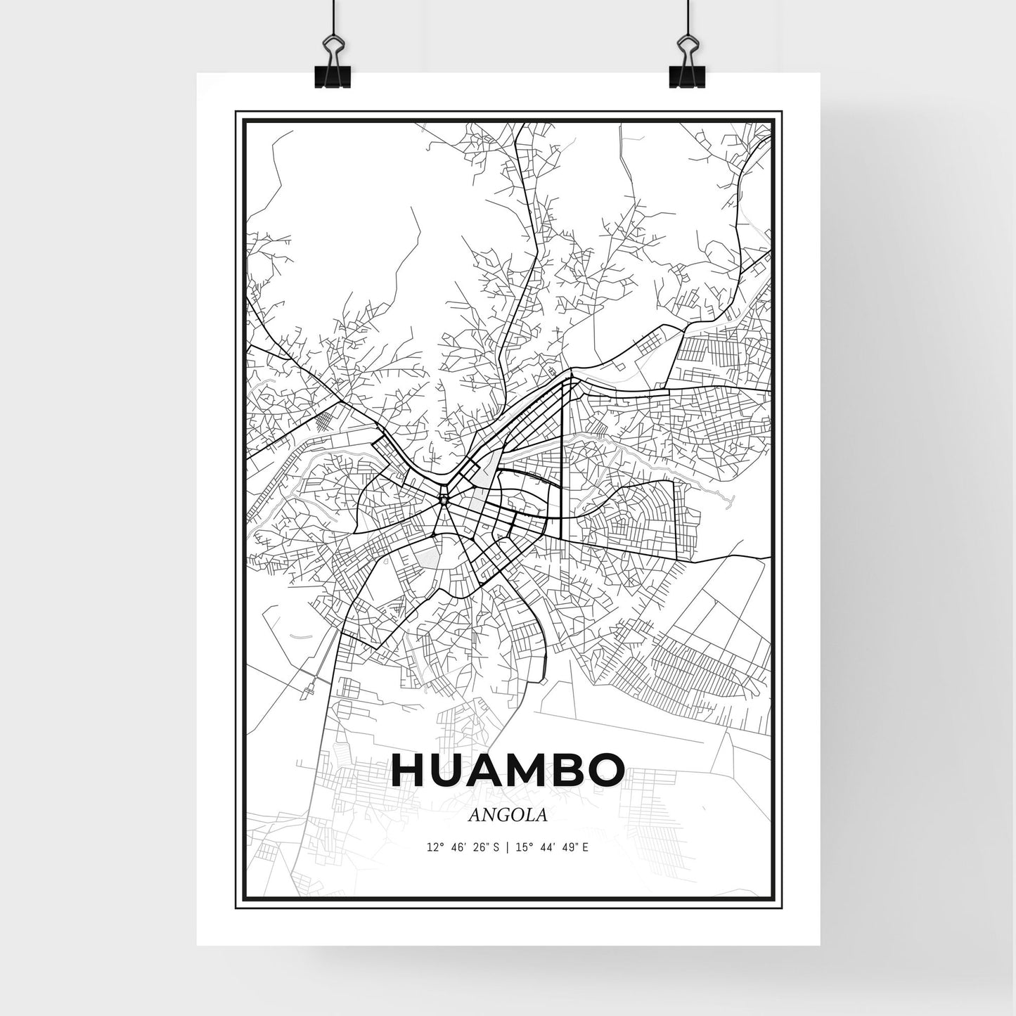 Huambo Angola - Premium City Map Poster