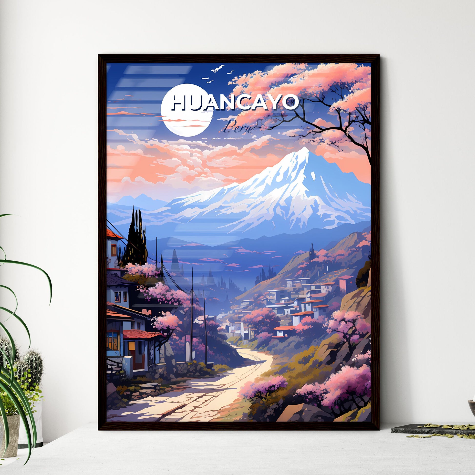 Huancayo Peru Skyline Mountain Landscape Road Houses Painting Art Default Title