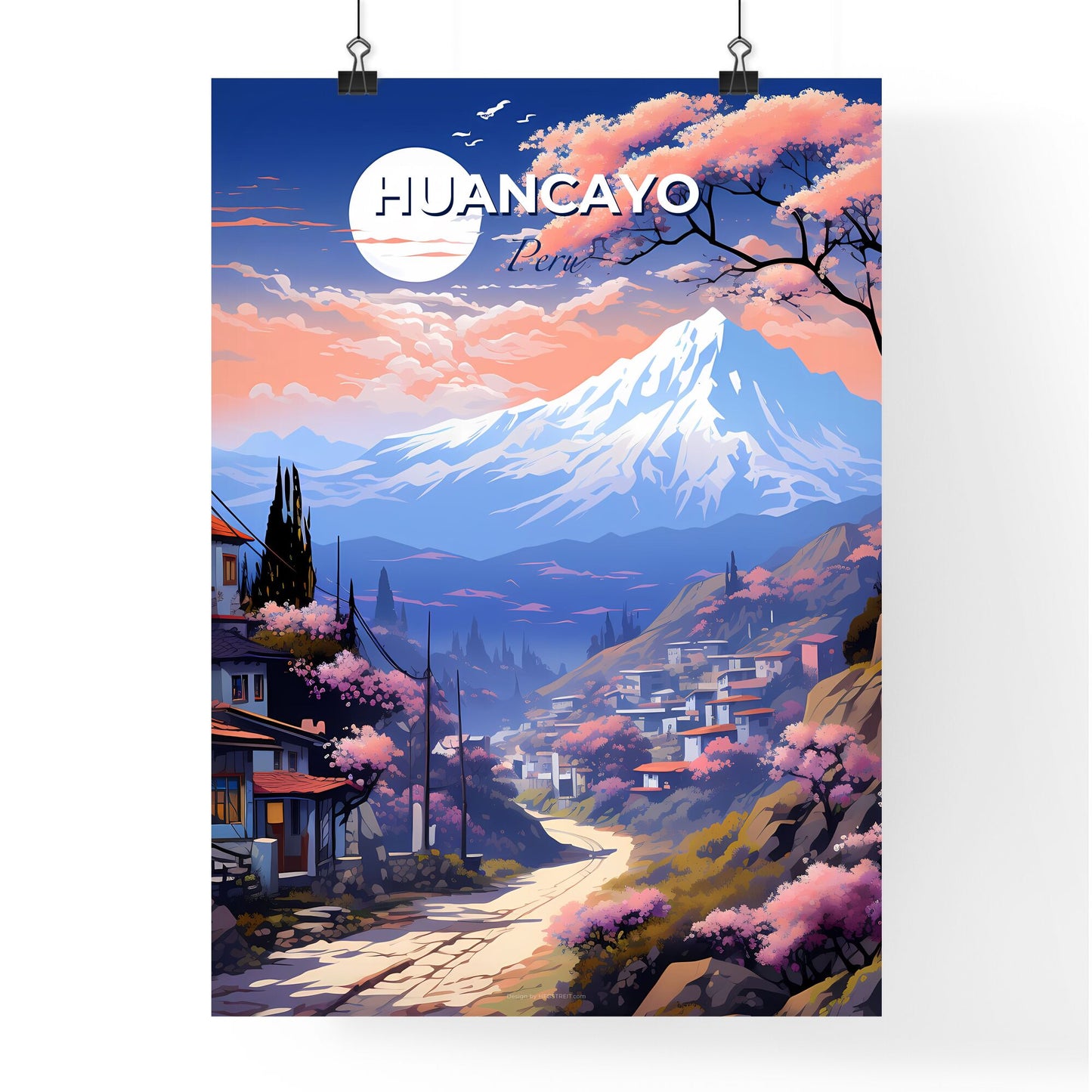 Huancayo Peru Skyline Mountain Landscape Road Houses Painting Art Default Title