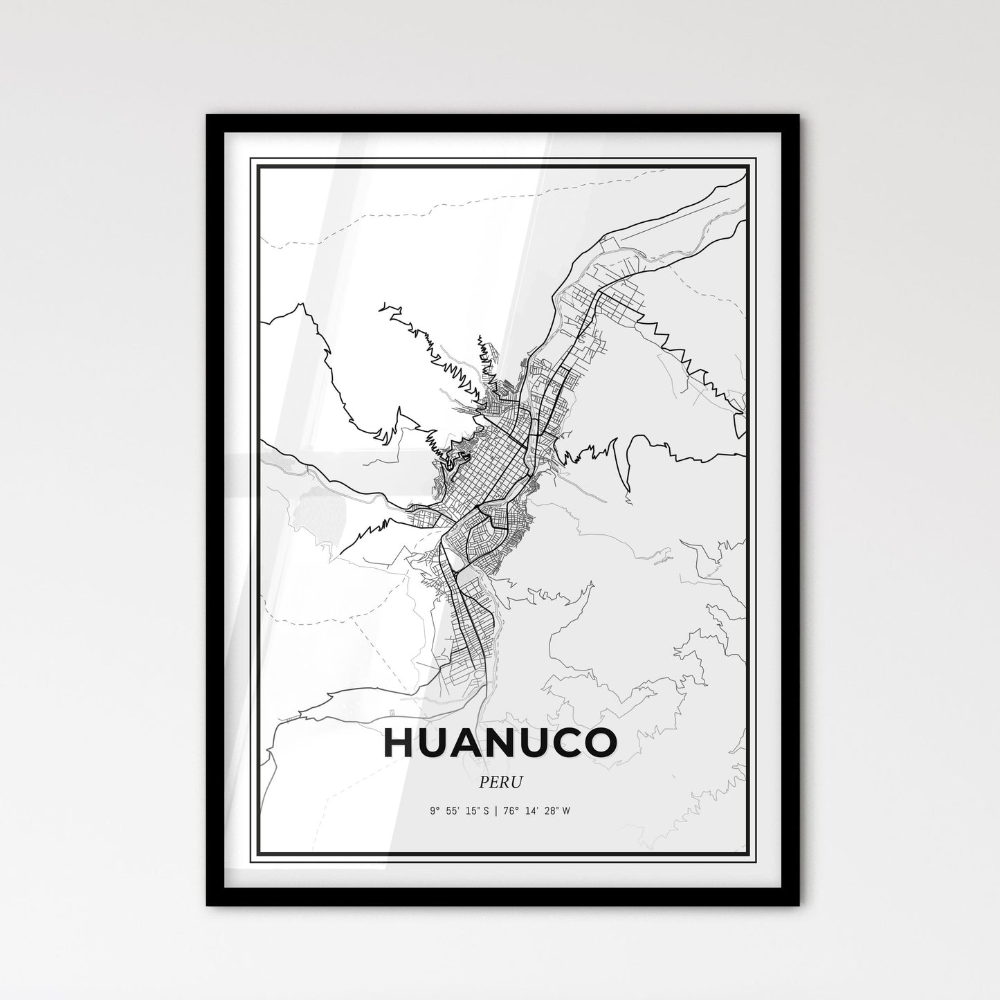 Huanuco Peru - Scandinavian Style City Map for Modern Home Decor