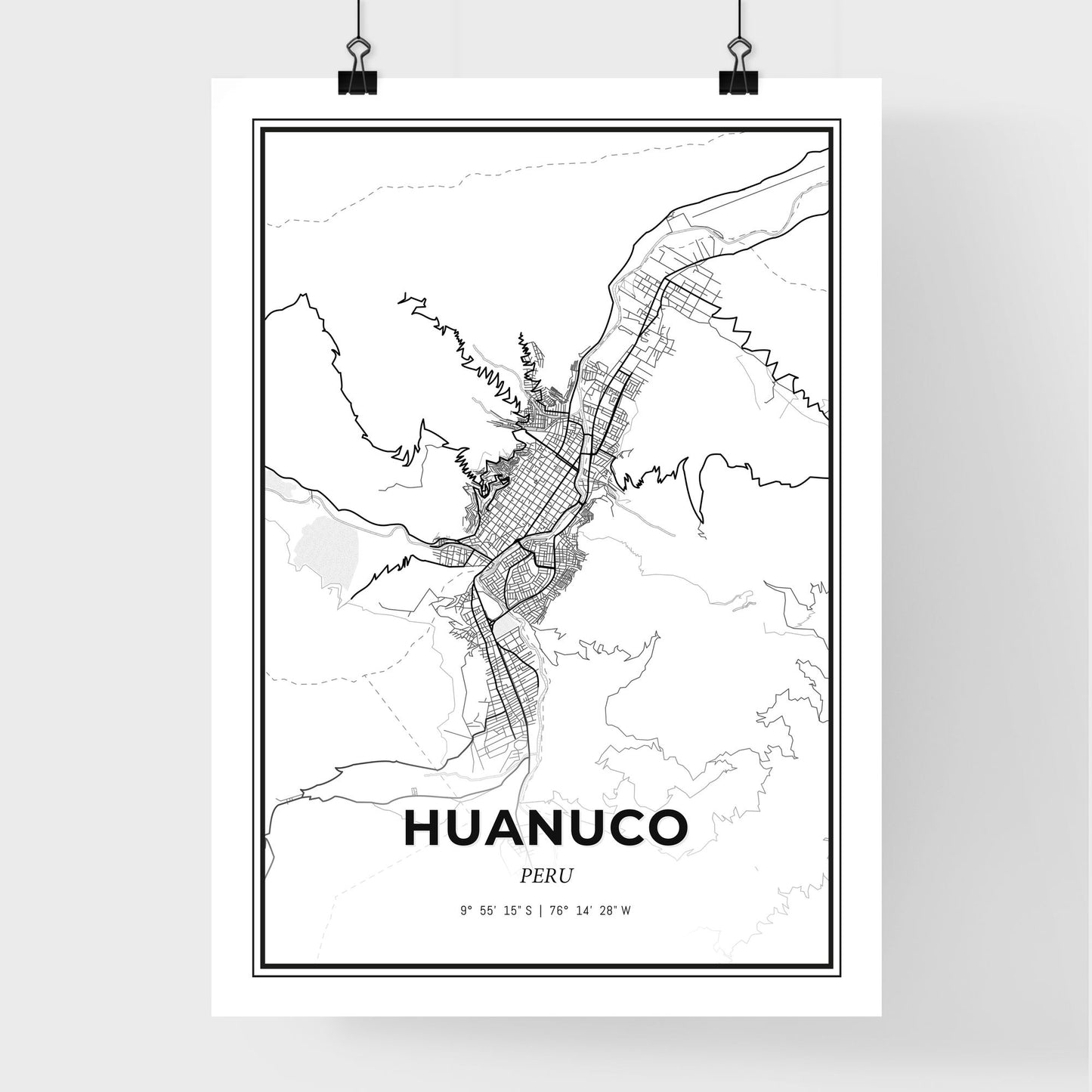 Huanuco Peru - Premium City Map Poster