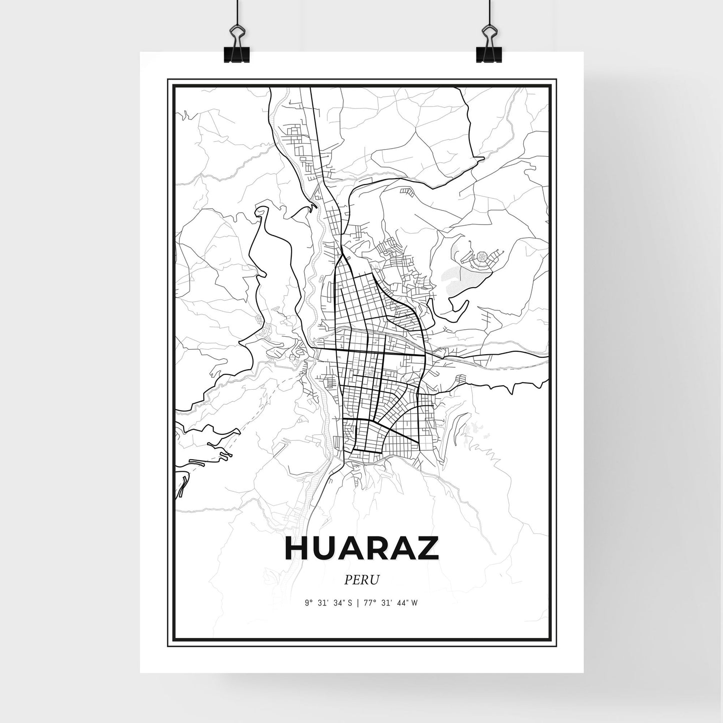 Huaraz Peru - Premium City Map Poster