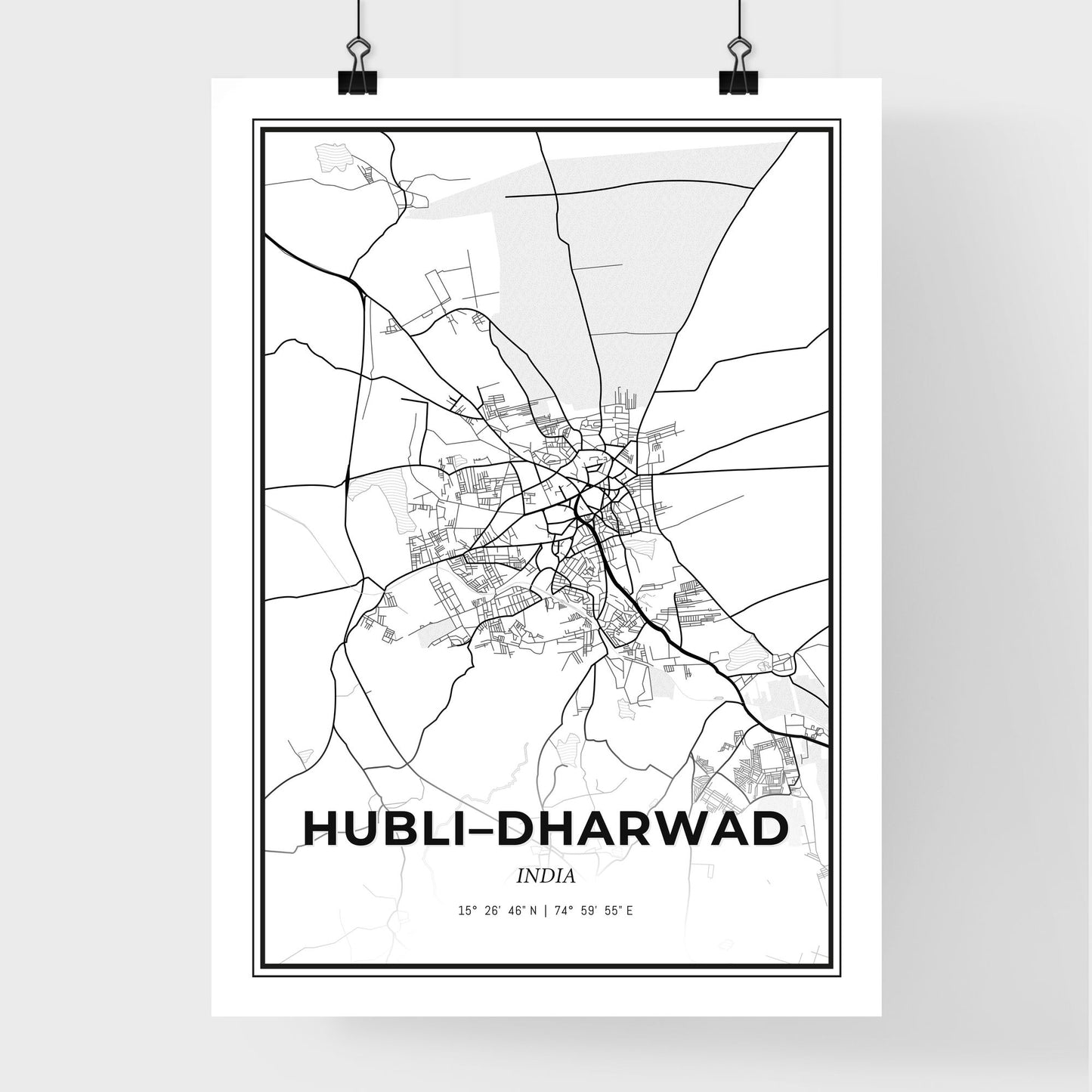 Hubli–Dharwad India - Premium City Map Poster