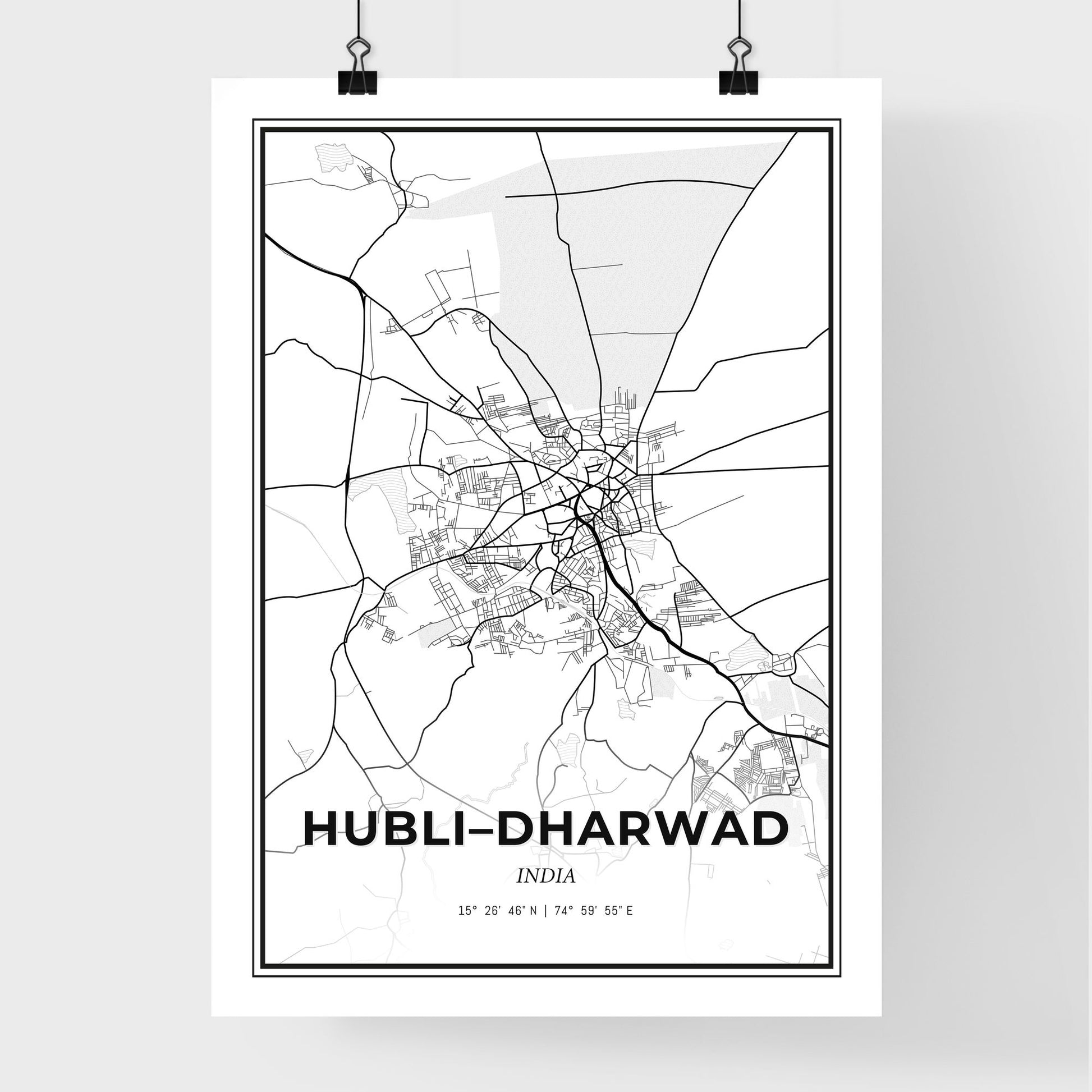 Hubli–Dharwad India - Premium City Map Poster