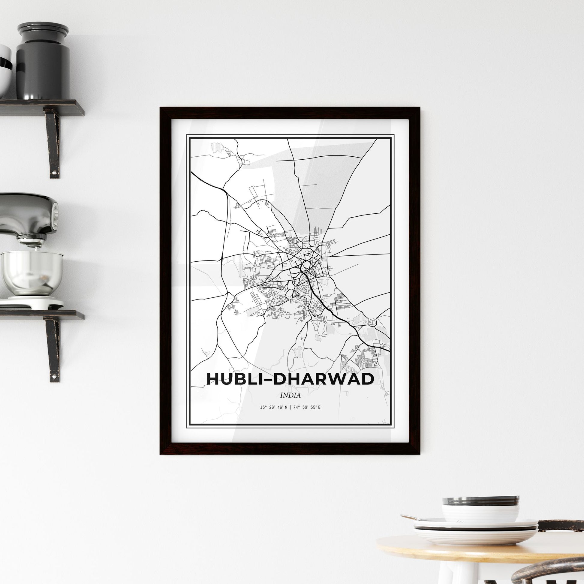 Hubli–Dharwad India - Minimal City Map