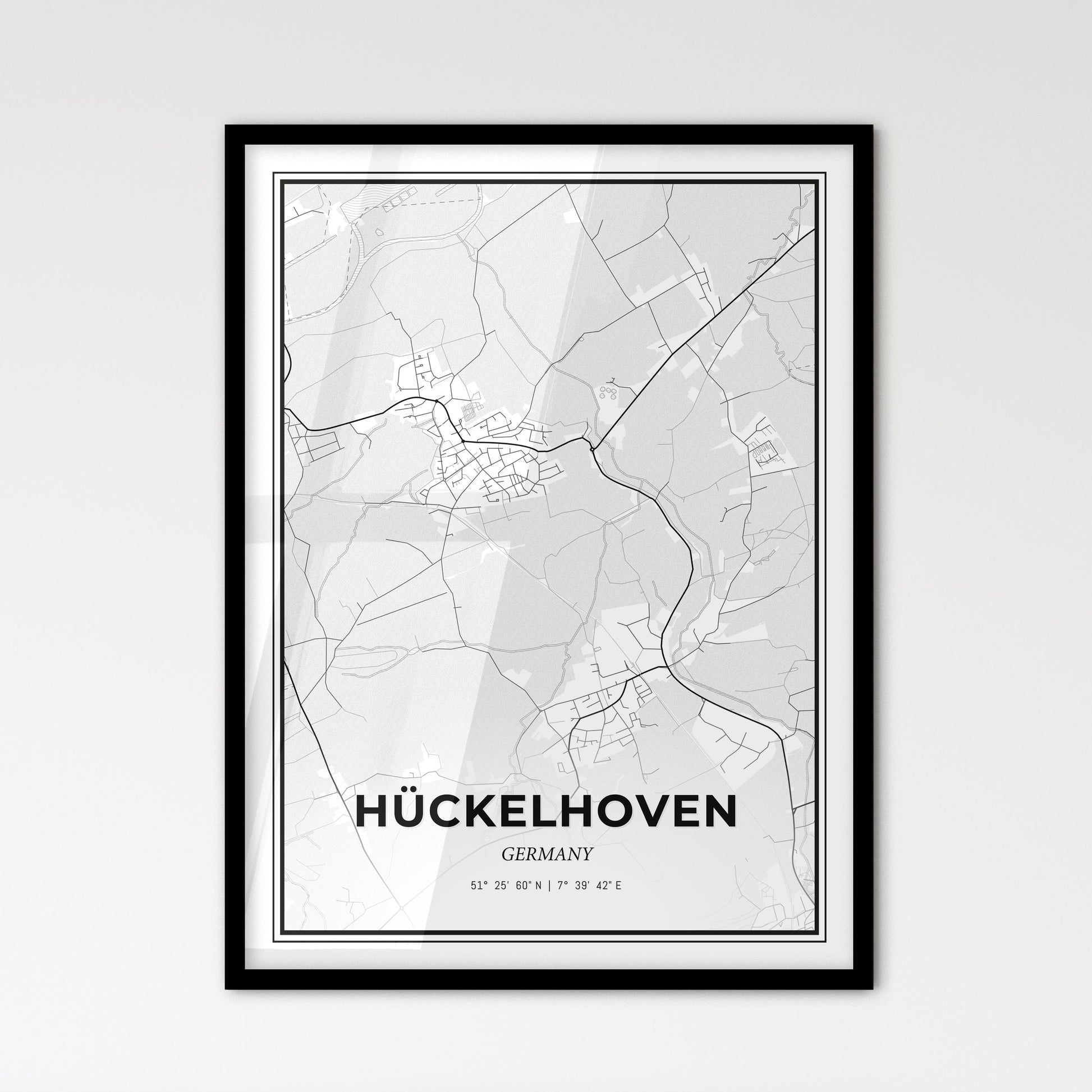 Huckelhoven Germany - Scandinavian Style City Map for Modern Home Decor