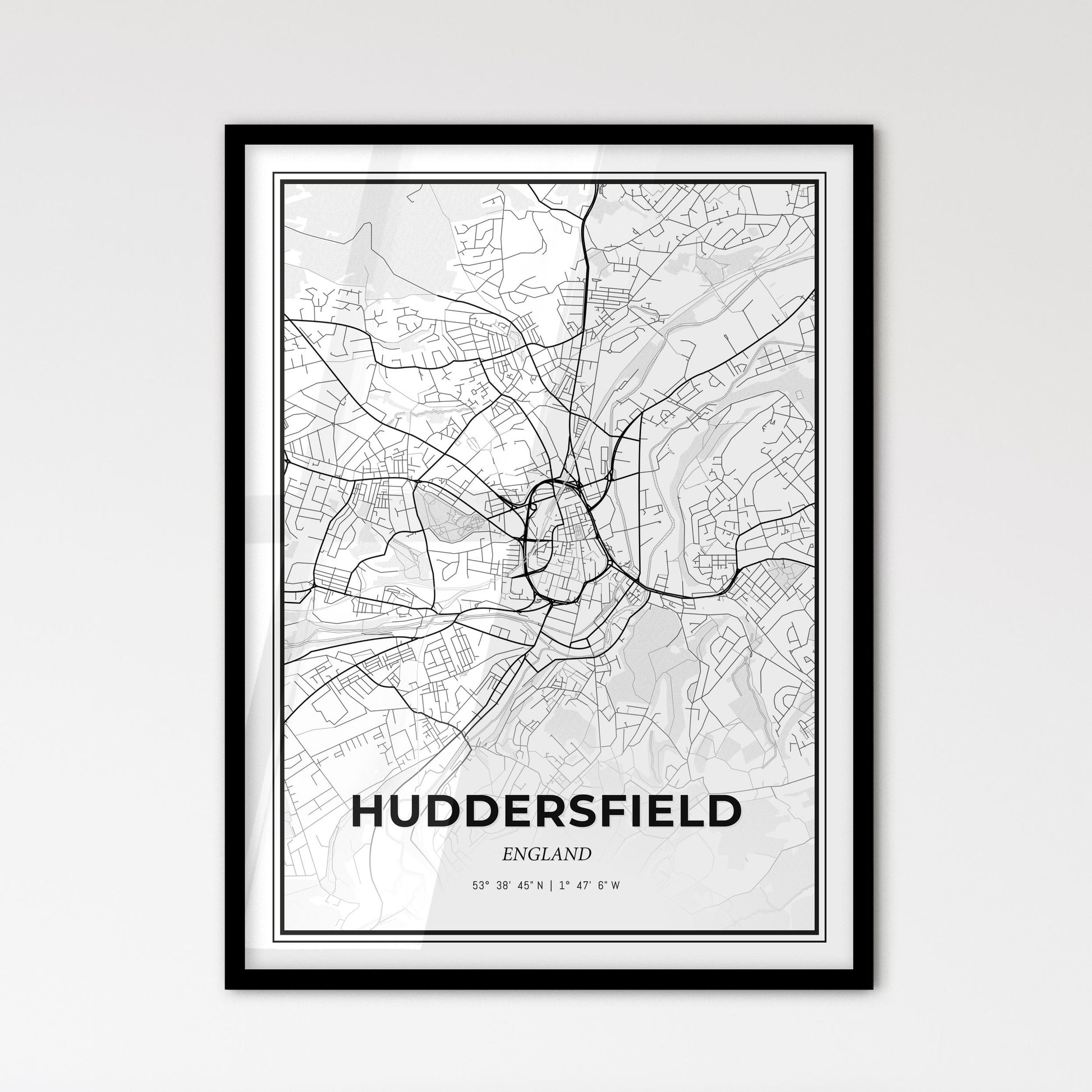 Huddersfield England - Scandinavian Style City Map for Modern Home Decor