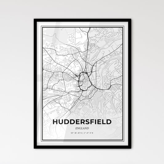 Huddersfield England - Scandinavian Style City Map for Modern Home Decor