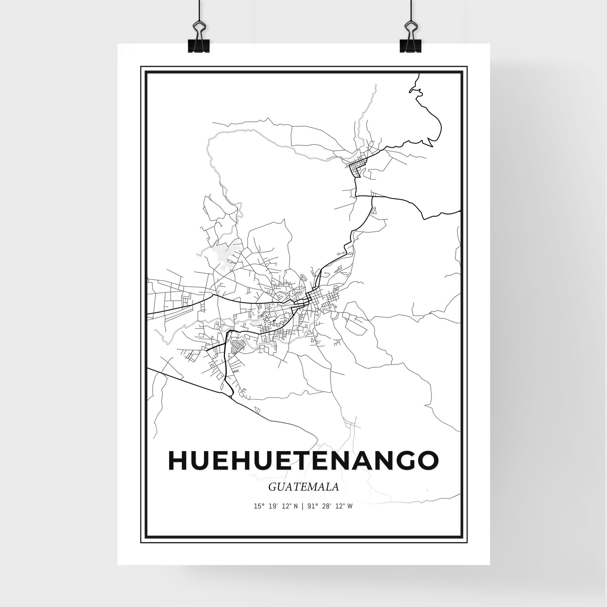 Huehuetenango Guatemala - Premium City Map Poster