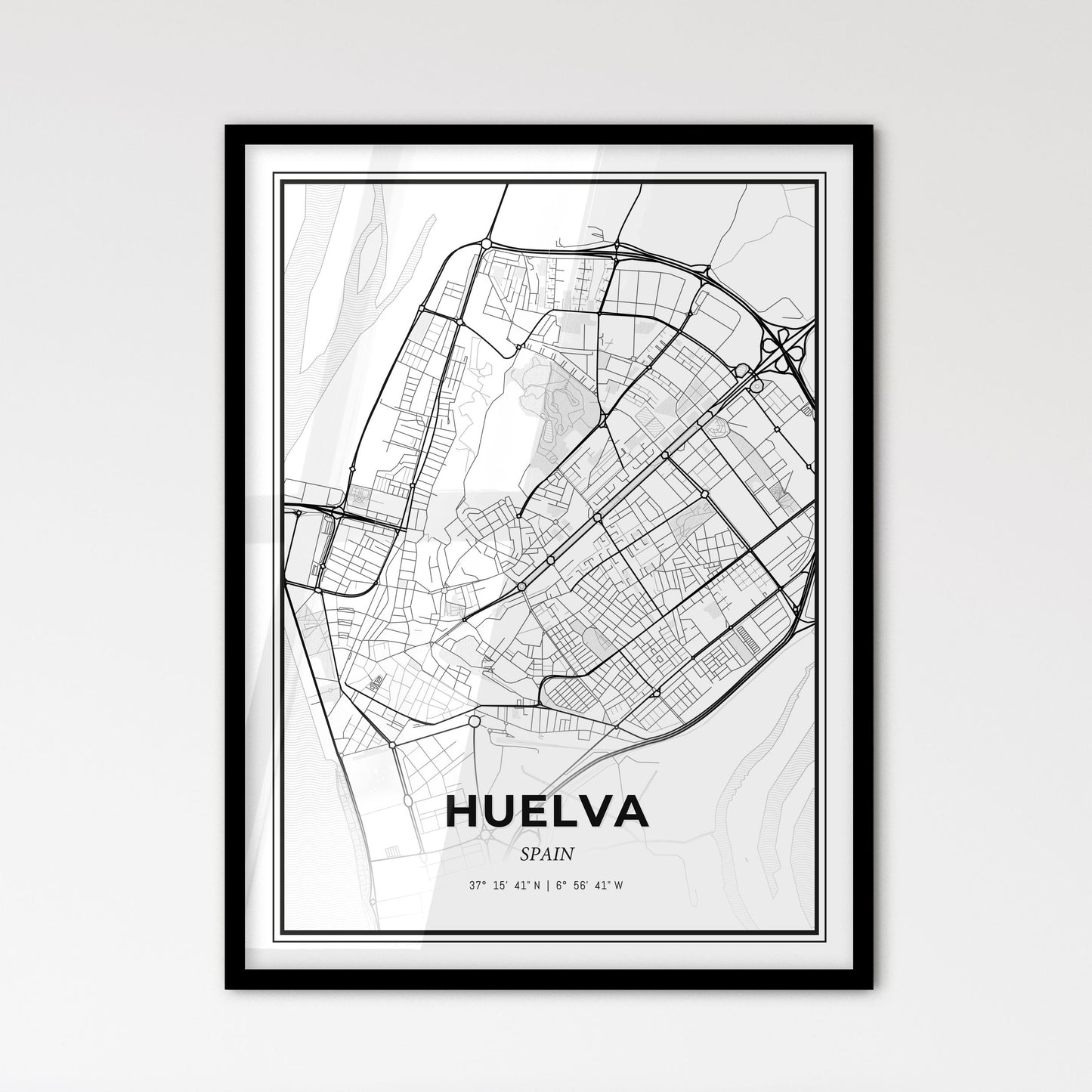 Huelva Spain - Scandinavian Style City Map for Modern Home Decor